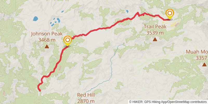 Little Whitney to Big Whitney Meadow via Theodore Solomons Trail stage 4 Map