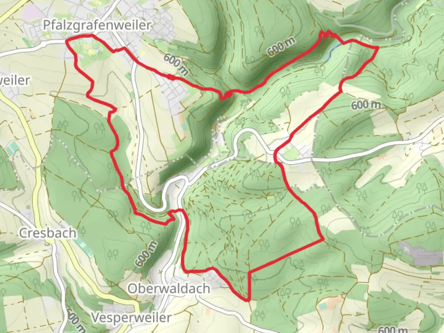 An image depicting the trail Vier-Burgen Weg and its surrounding area.