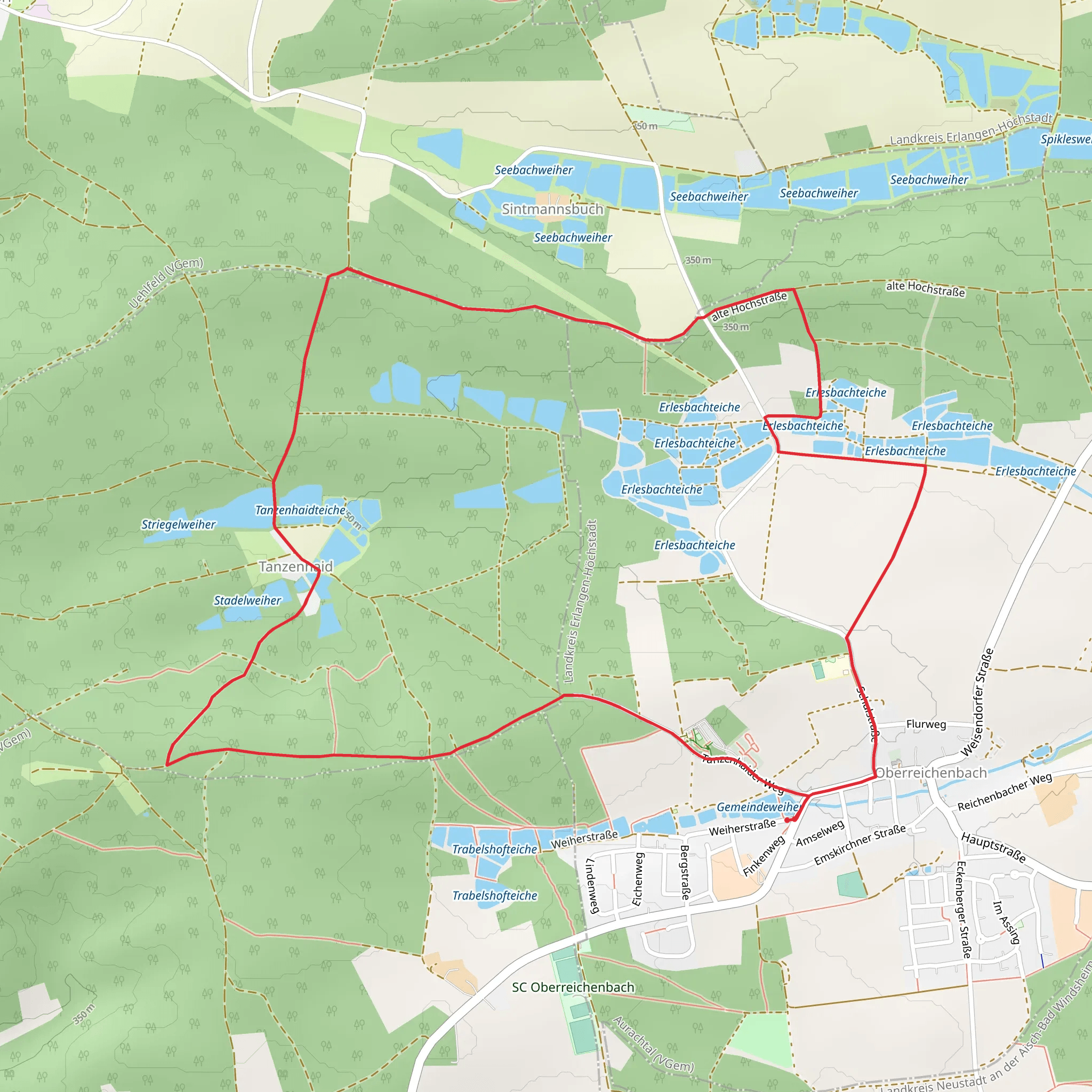 Tanzenhaidteiche via Bettelhuetlein Runde mobile static map