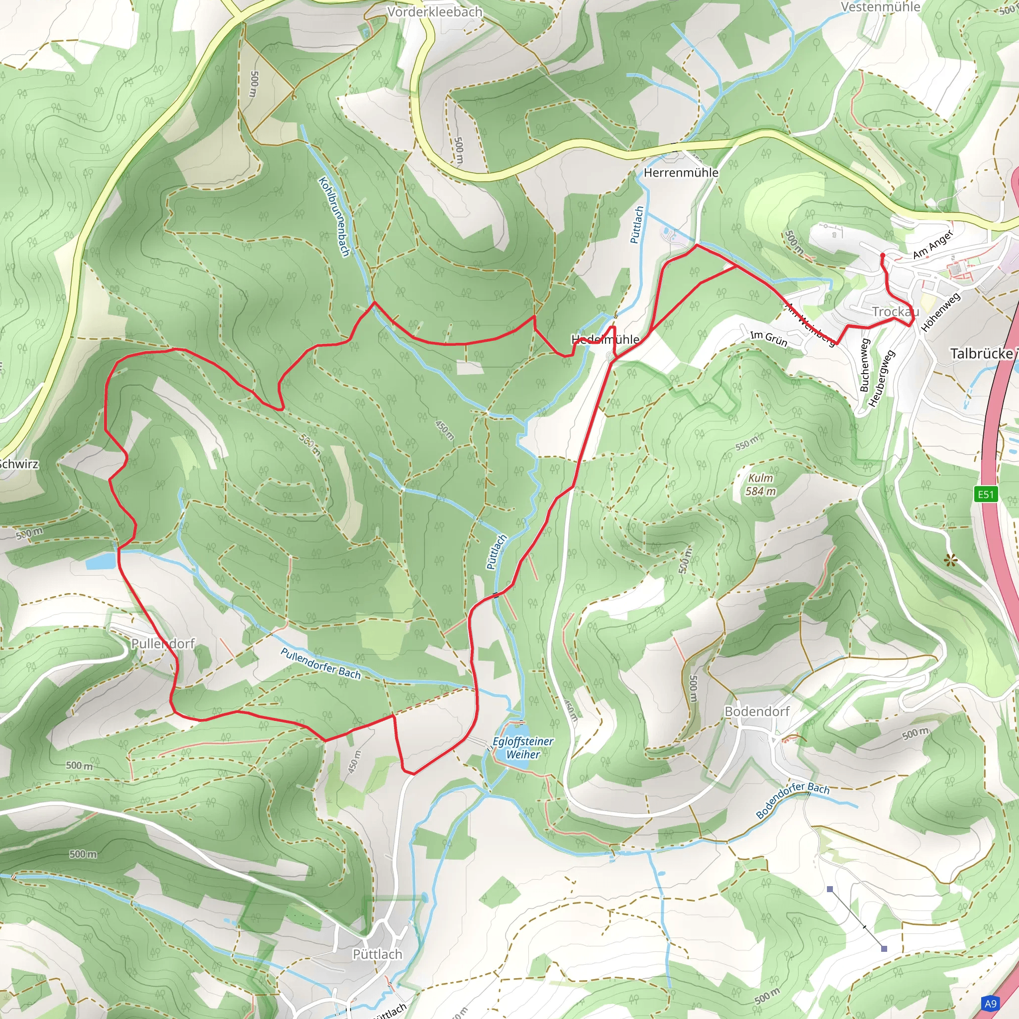 Obertrubach Lindenhardt and Trockau Rundwanderweg mobile static map