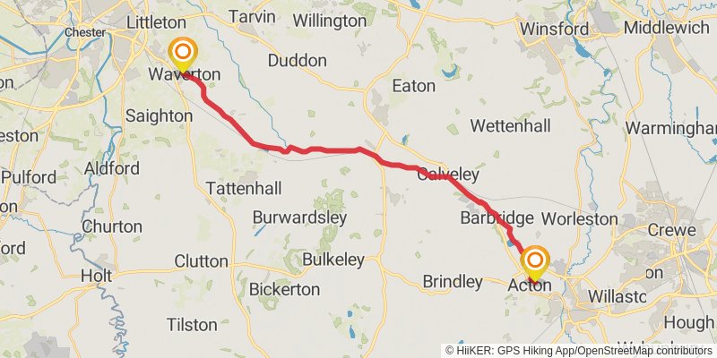 Autherley Junction to Ellesmere Port along Shropshire Union Canal stage 4 Map