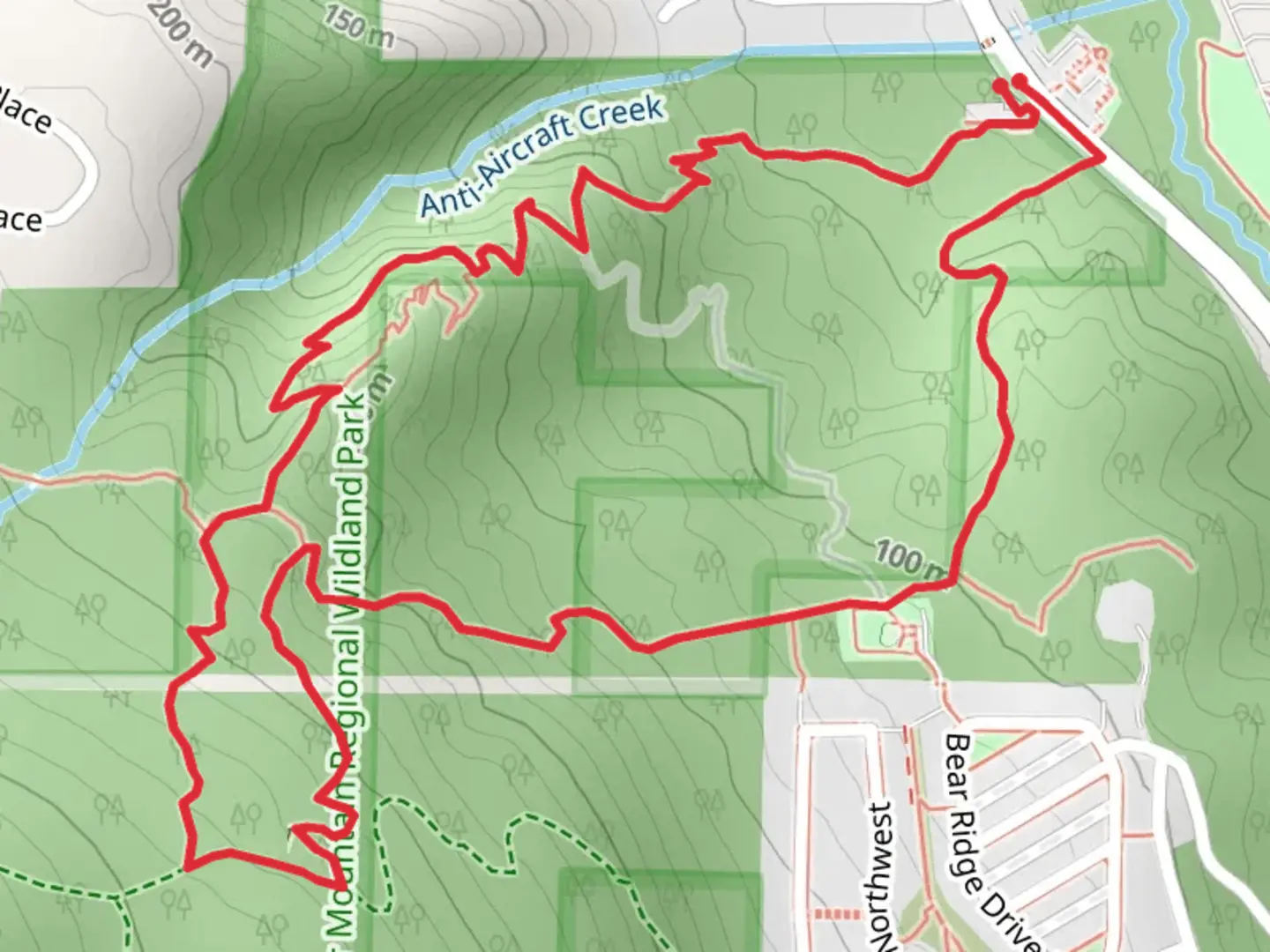 An image depicting the trail Big Tree Ridge Trail and Military Ridge Trail and its surrounding area.