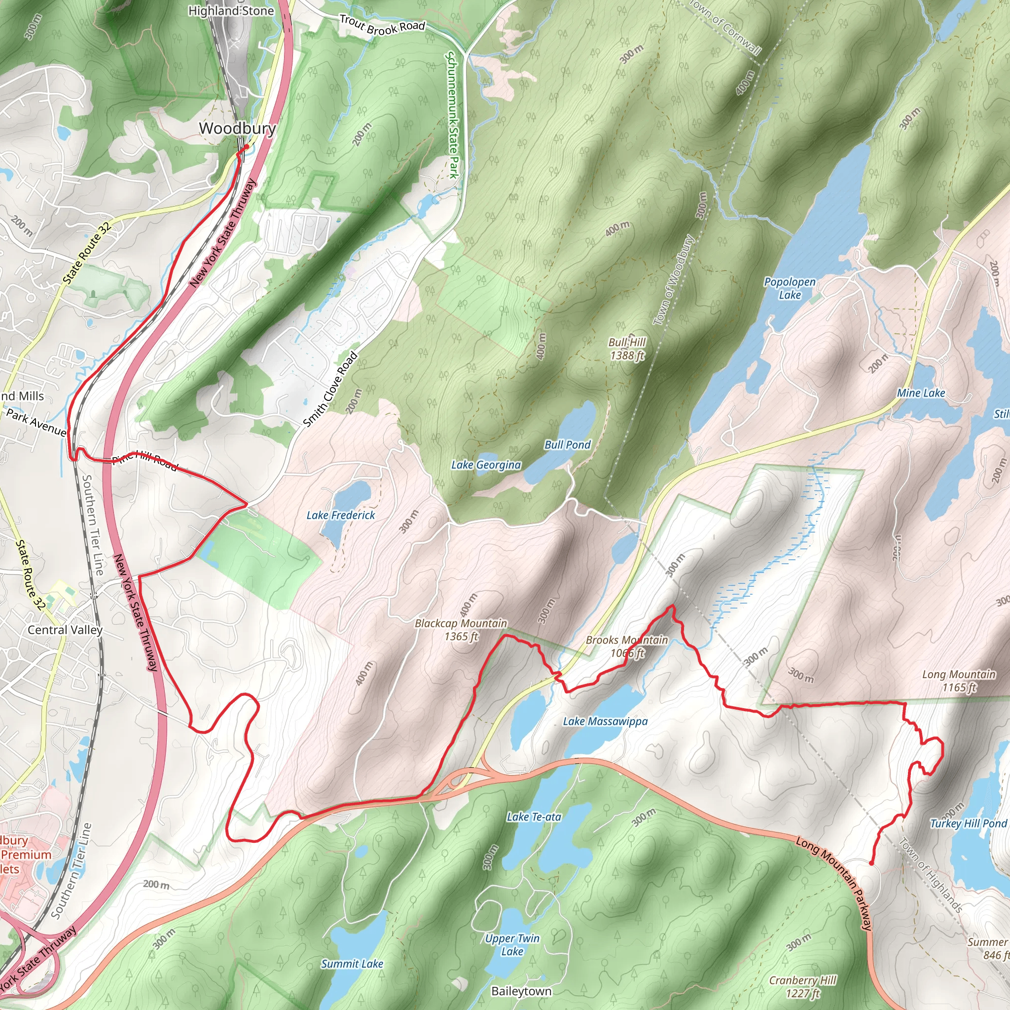 Woodbury to Turkey Hill Pond Trail mobile static map