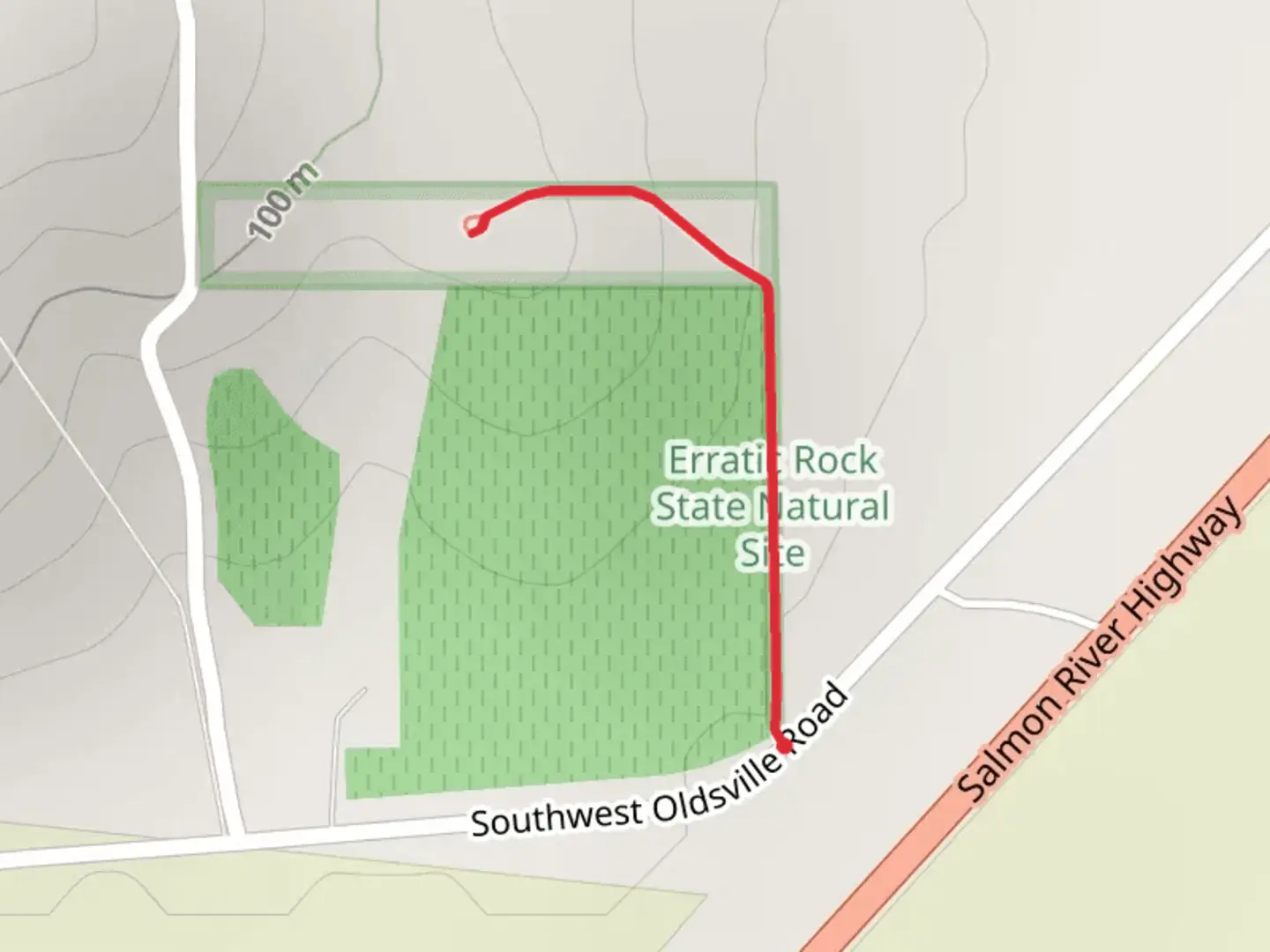 An image depicting the trail Southwest Oldsville Road and its surrounding area.