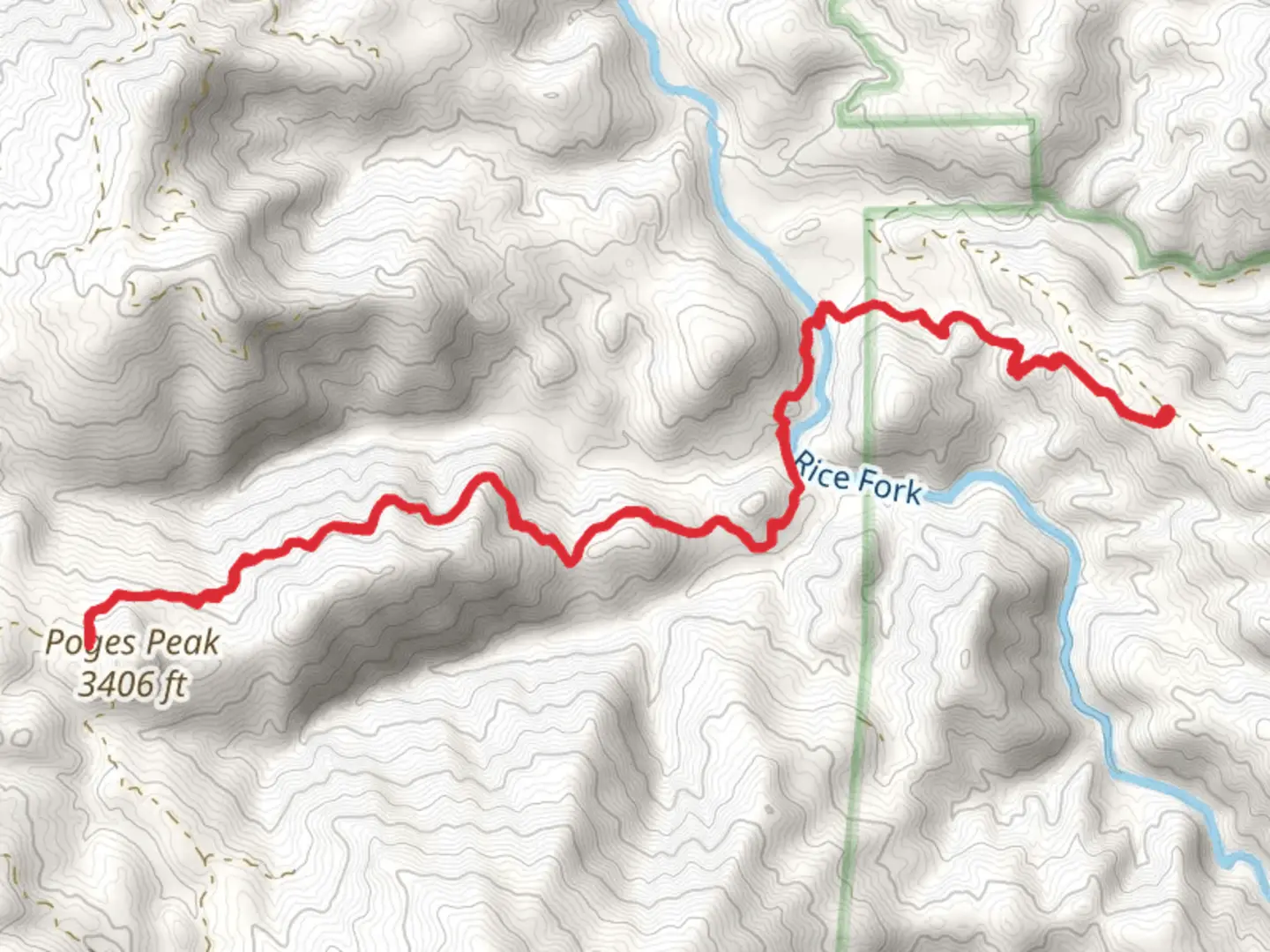 An image depicting the trail Poges Trail and its surrounding area.