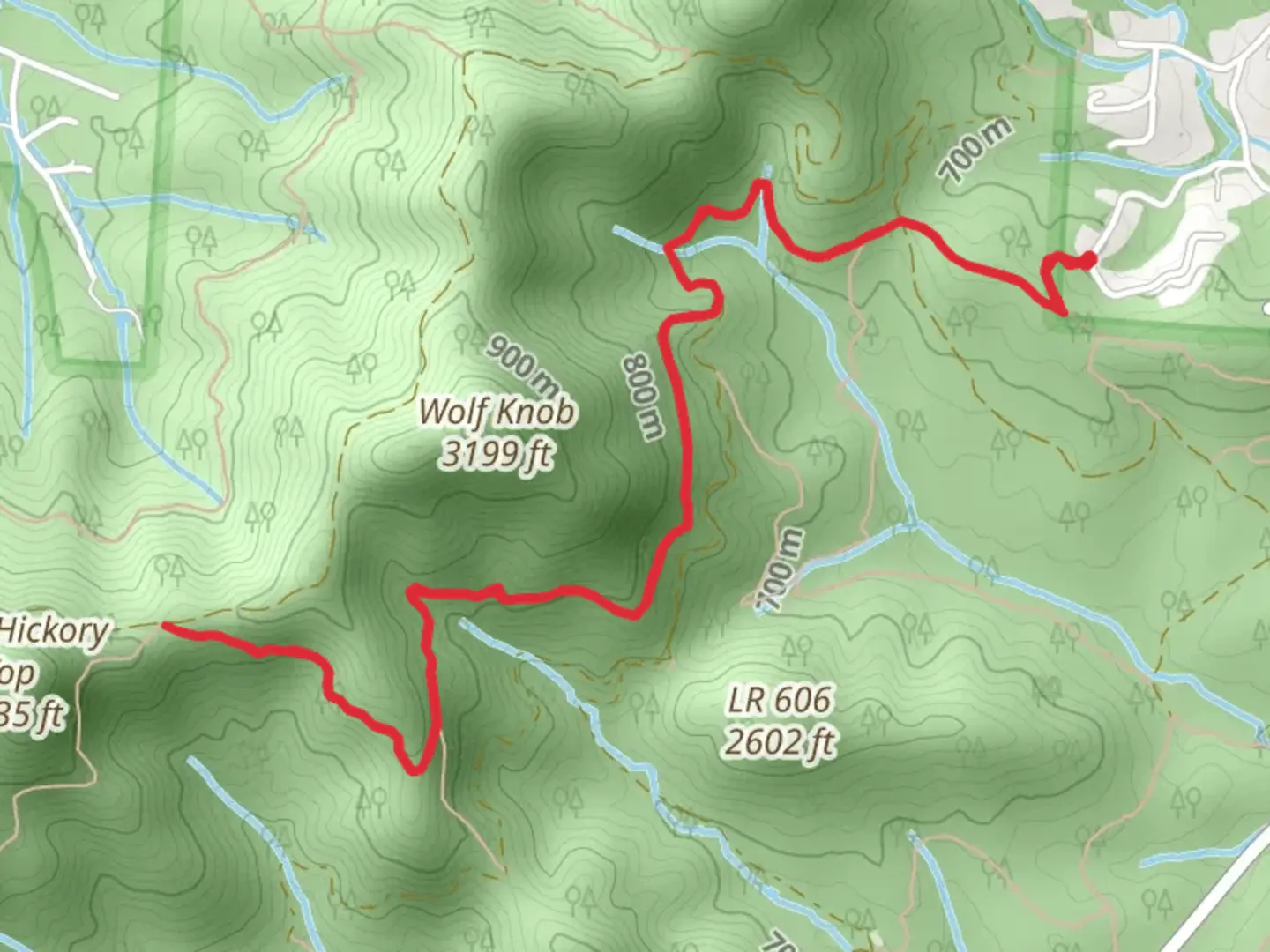 An image depicting the trail Ingles Field Gap Trail via Corvair Trail and its surrounding area.