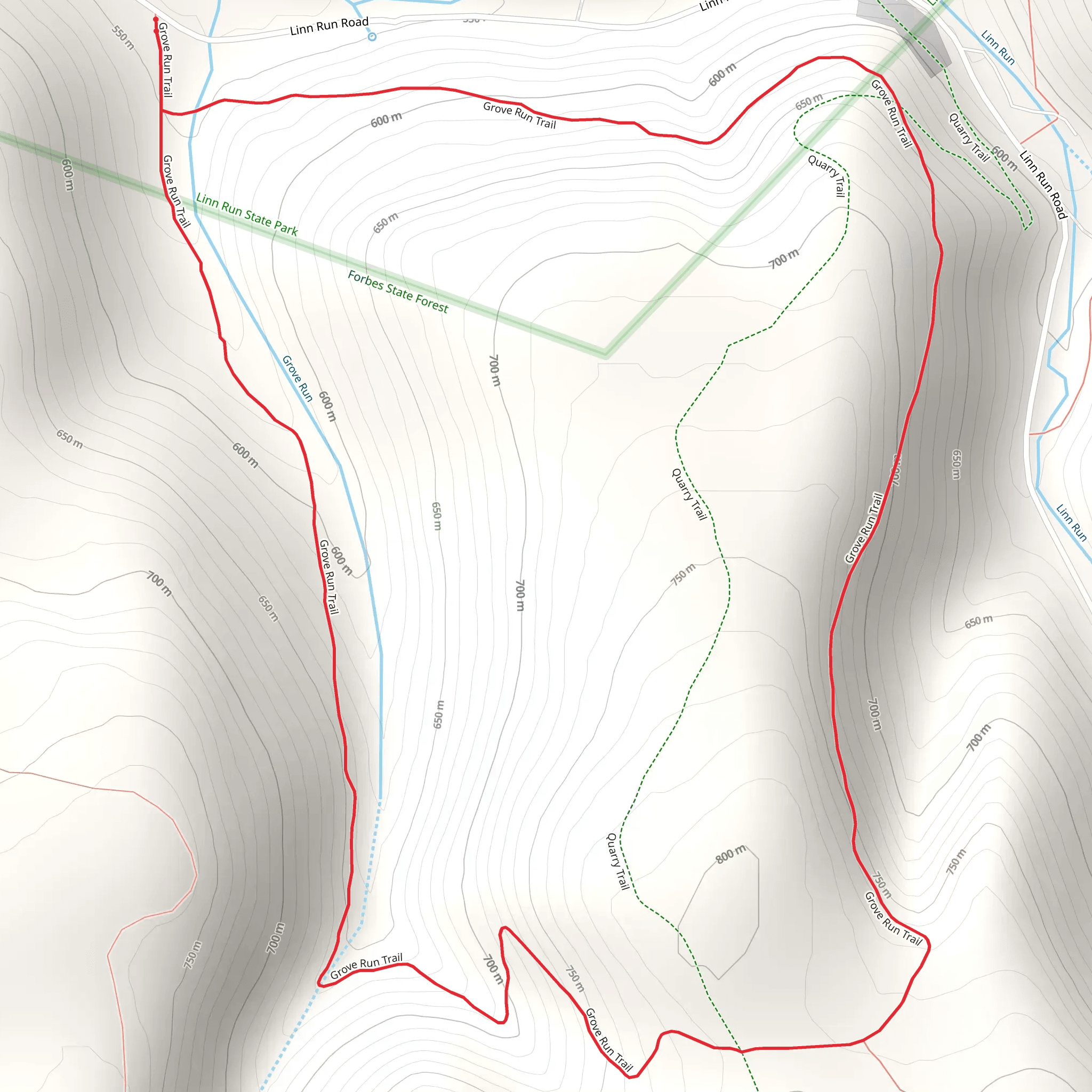 Grove Run Loop Trail mobile static map