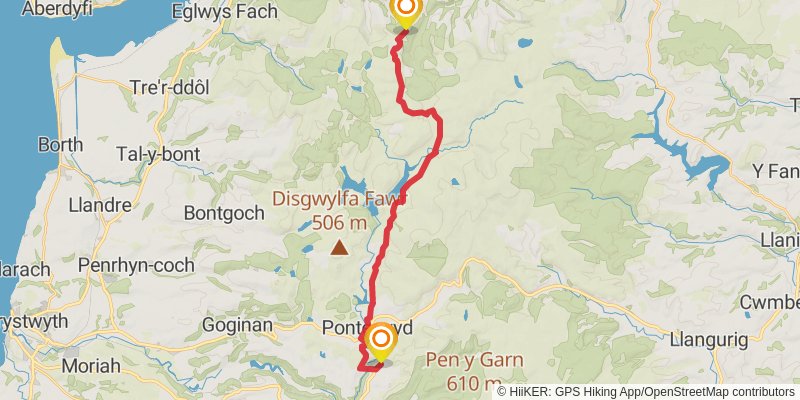 Wales Cistercian Way stage 25 Map