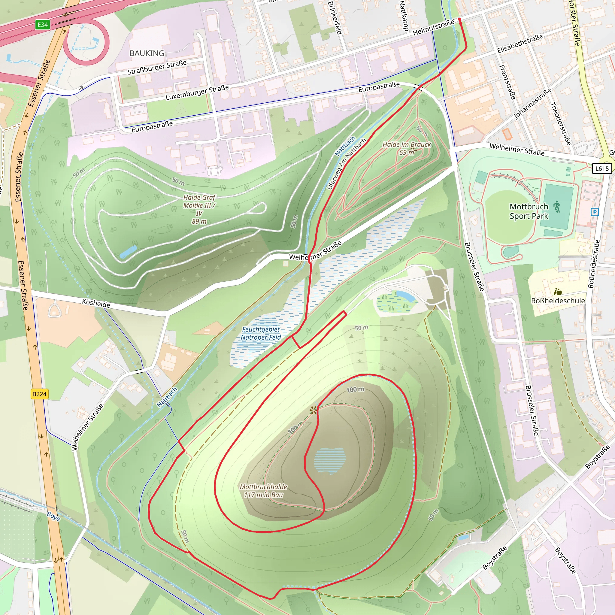Mottbruchhalde and Mottbruch Loop mobile static map