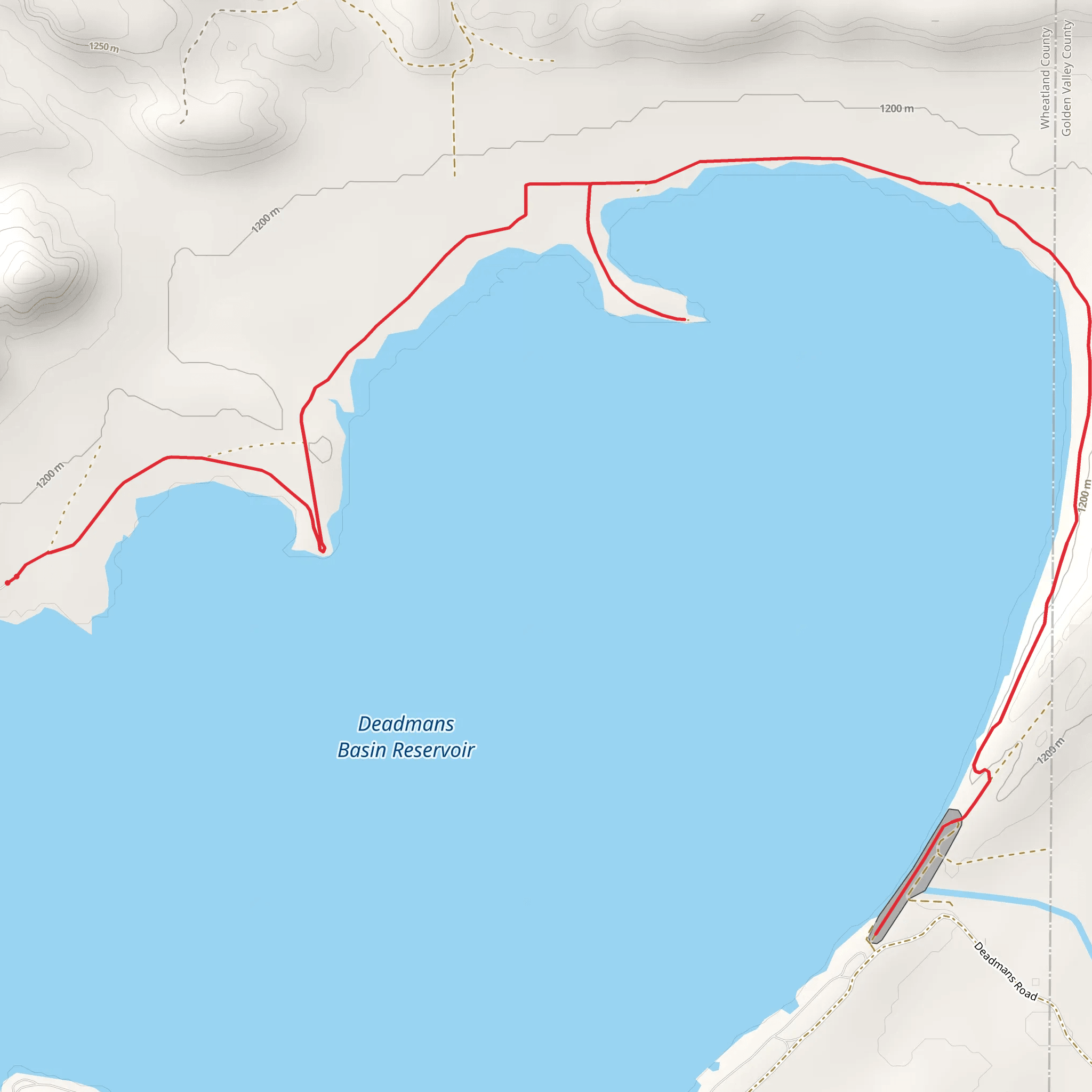 Deadmans Basin Reservoir Northern Shore Walk mobile static map