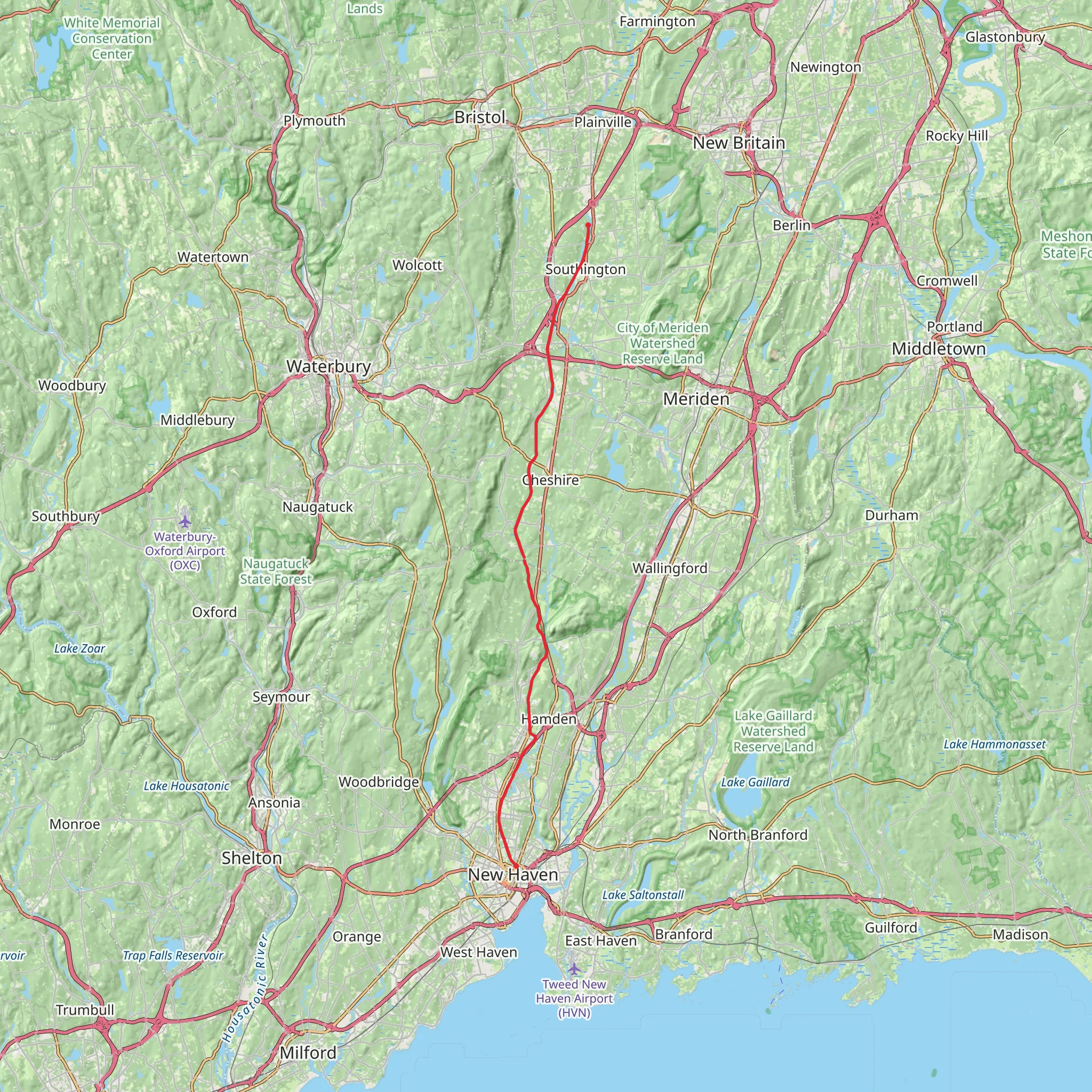 Farmington Canal Heritage Trail mobile static map