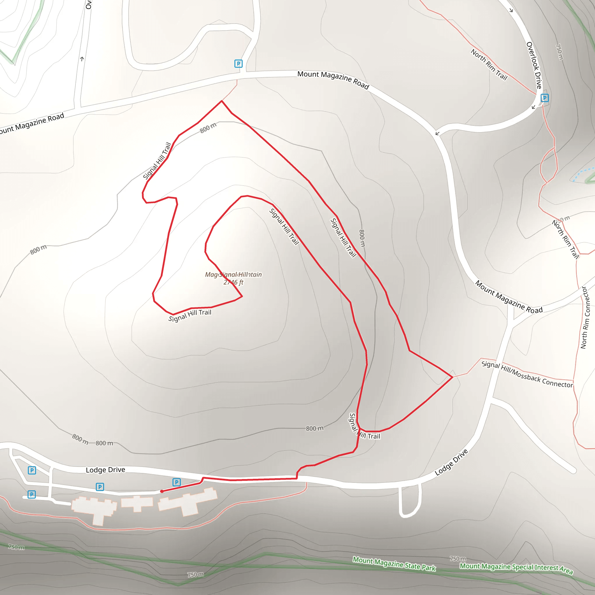 Magazine Mountain via Signal Hill Trail mobile static map