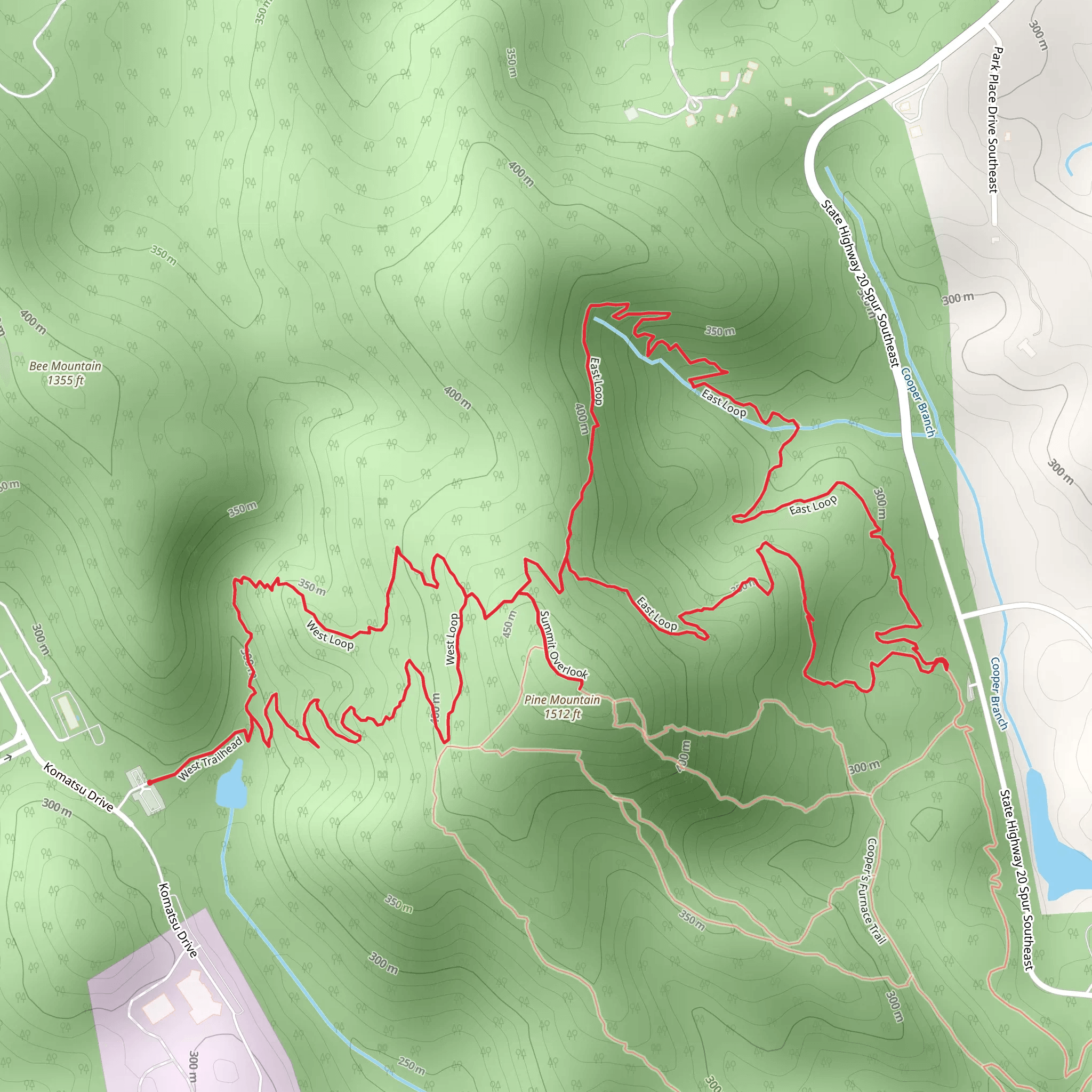 Pine Mountain - East and West Loop mobile static map