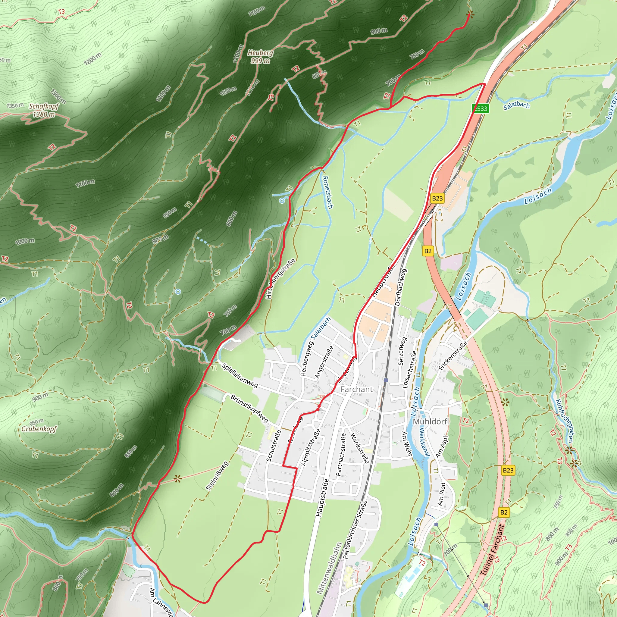 Farchant and Fotographenbank Loop via Spielleitenweg mobile static map