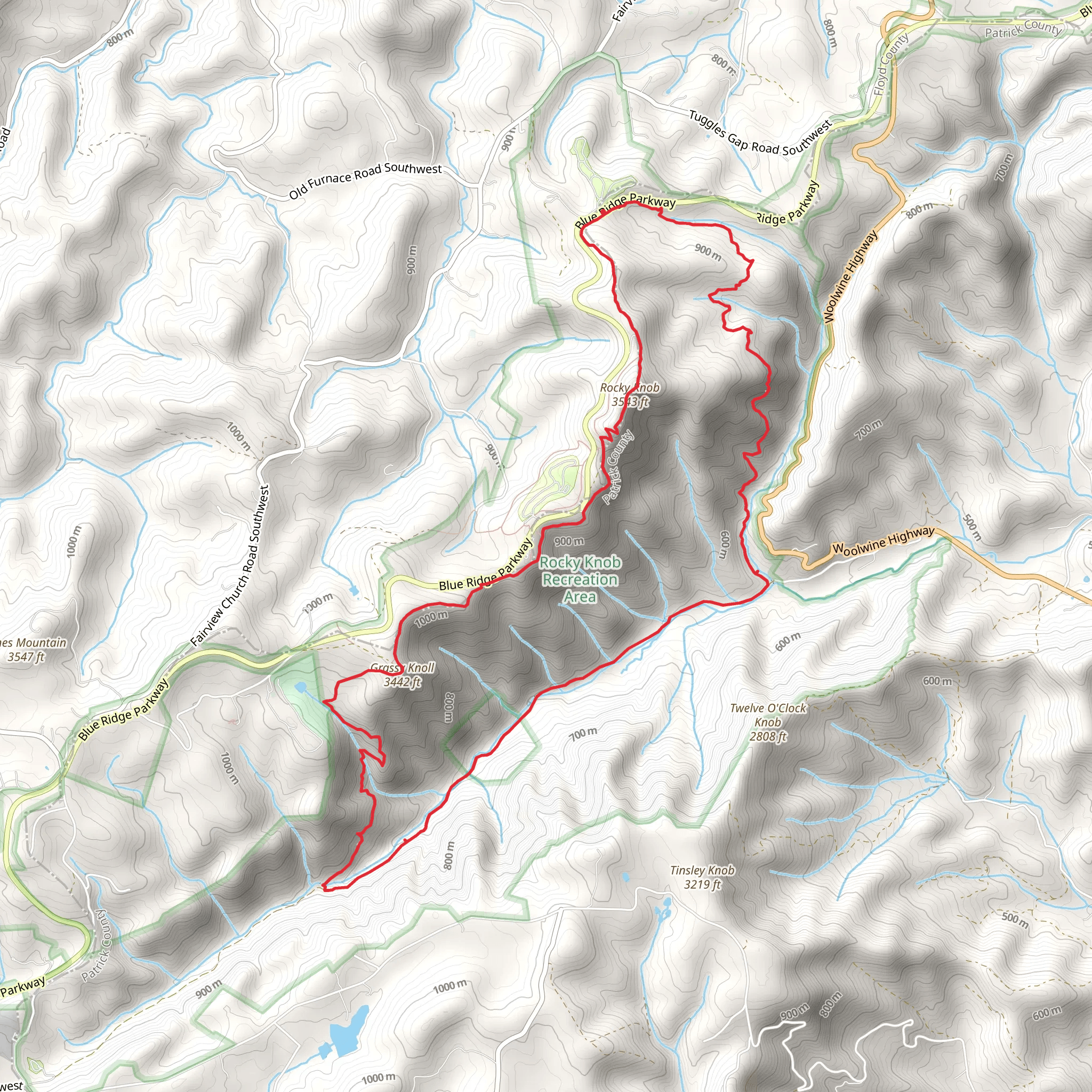 Rock Castle Gorge and Rocky Knob Loop Trail mobile static map