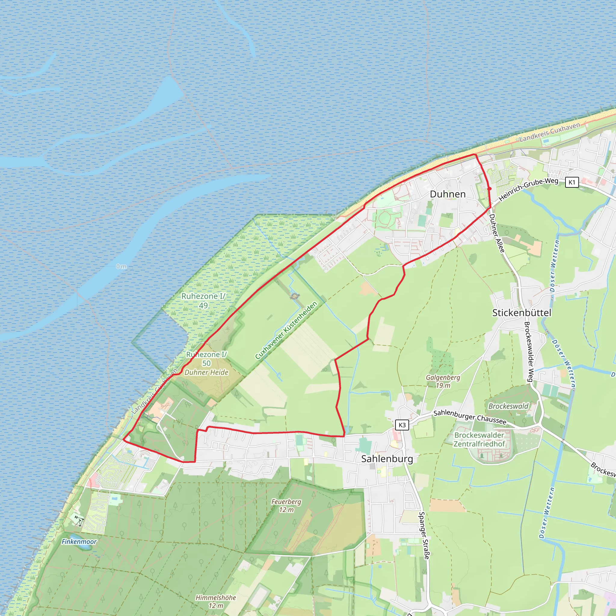 Duhnen to Sahlenburg Loop mobile static map