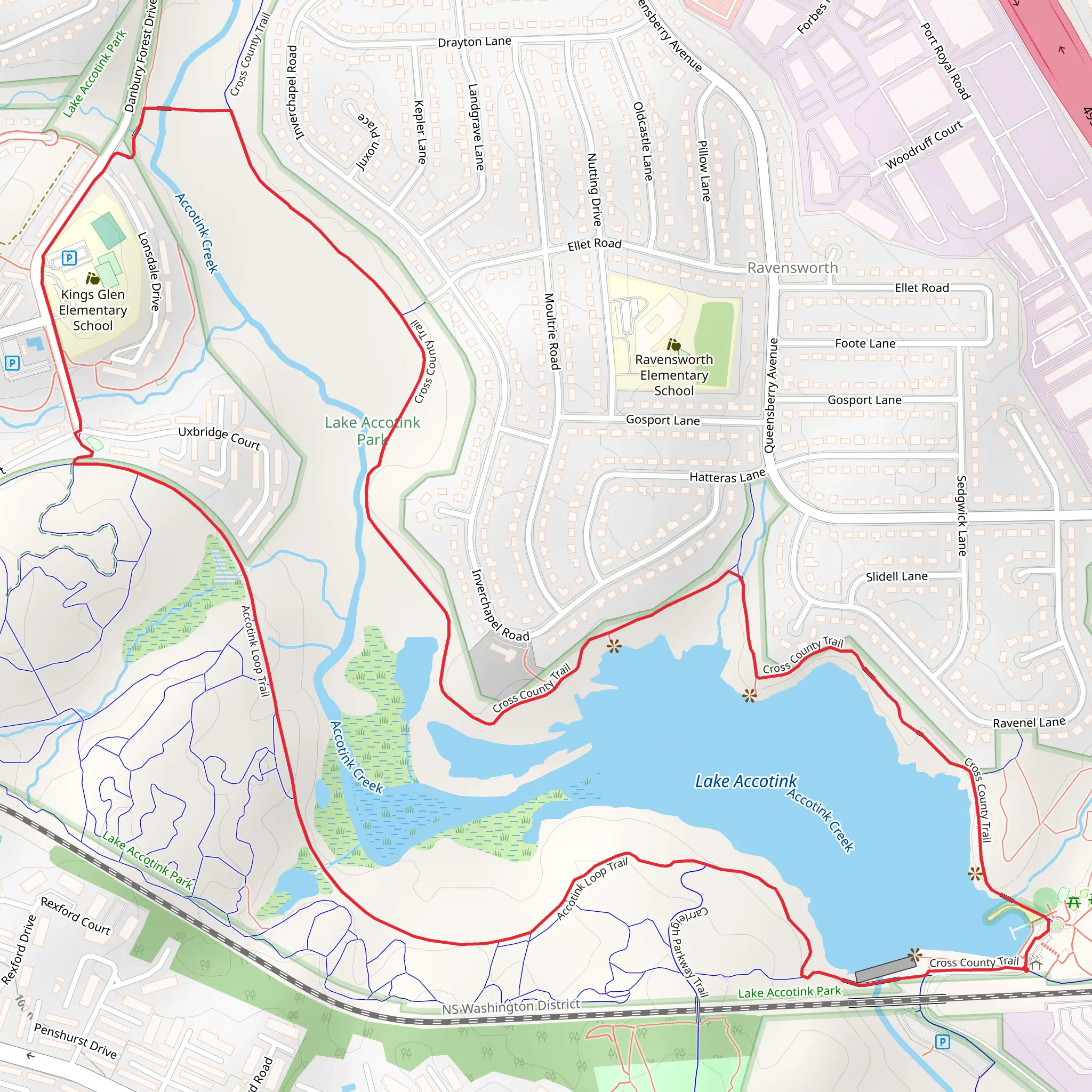 Lake Accotink Trail Loop mobile static map