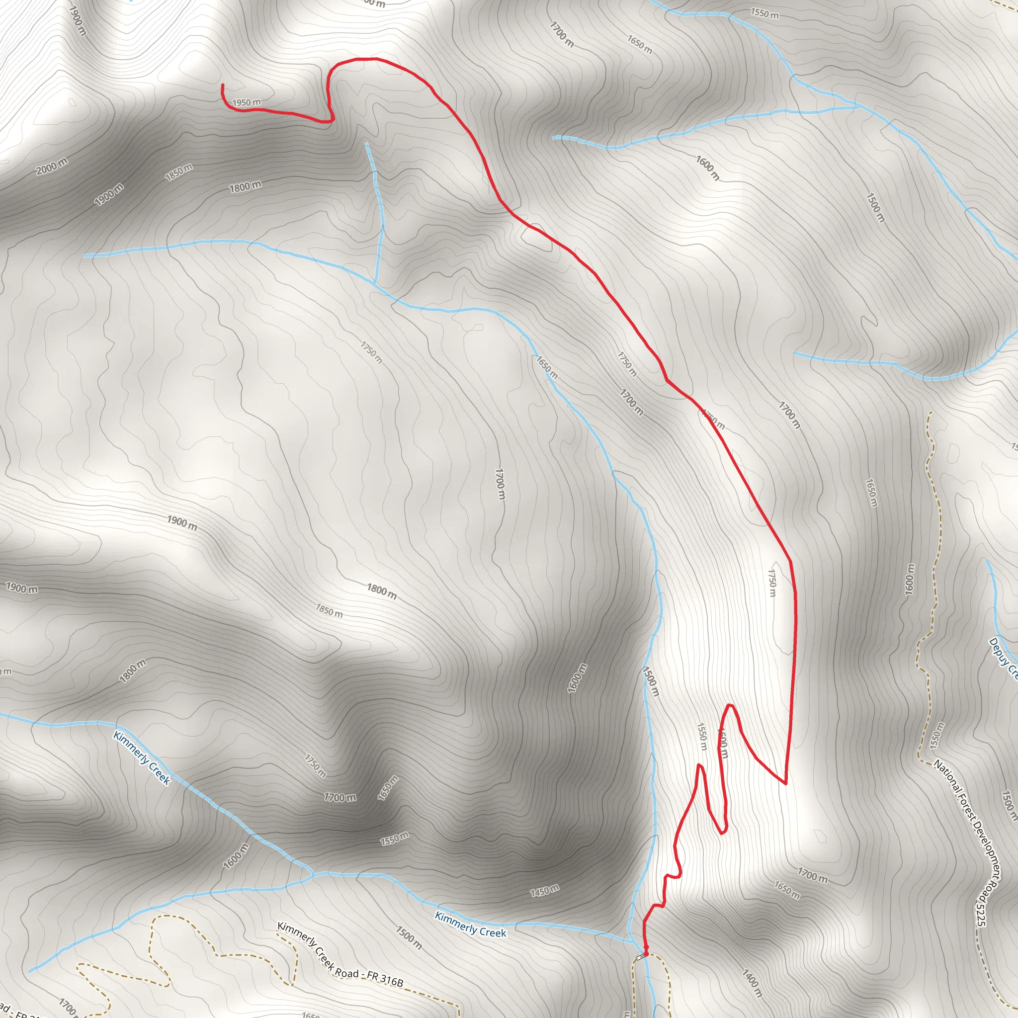 Kimmerly Creek Trail mobile static map