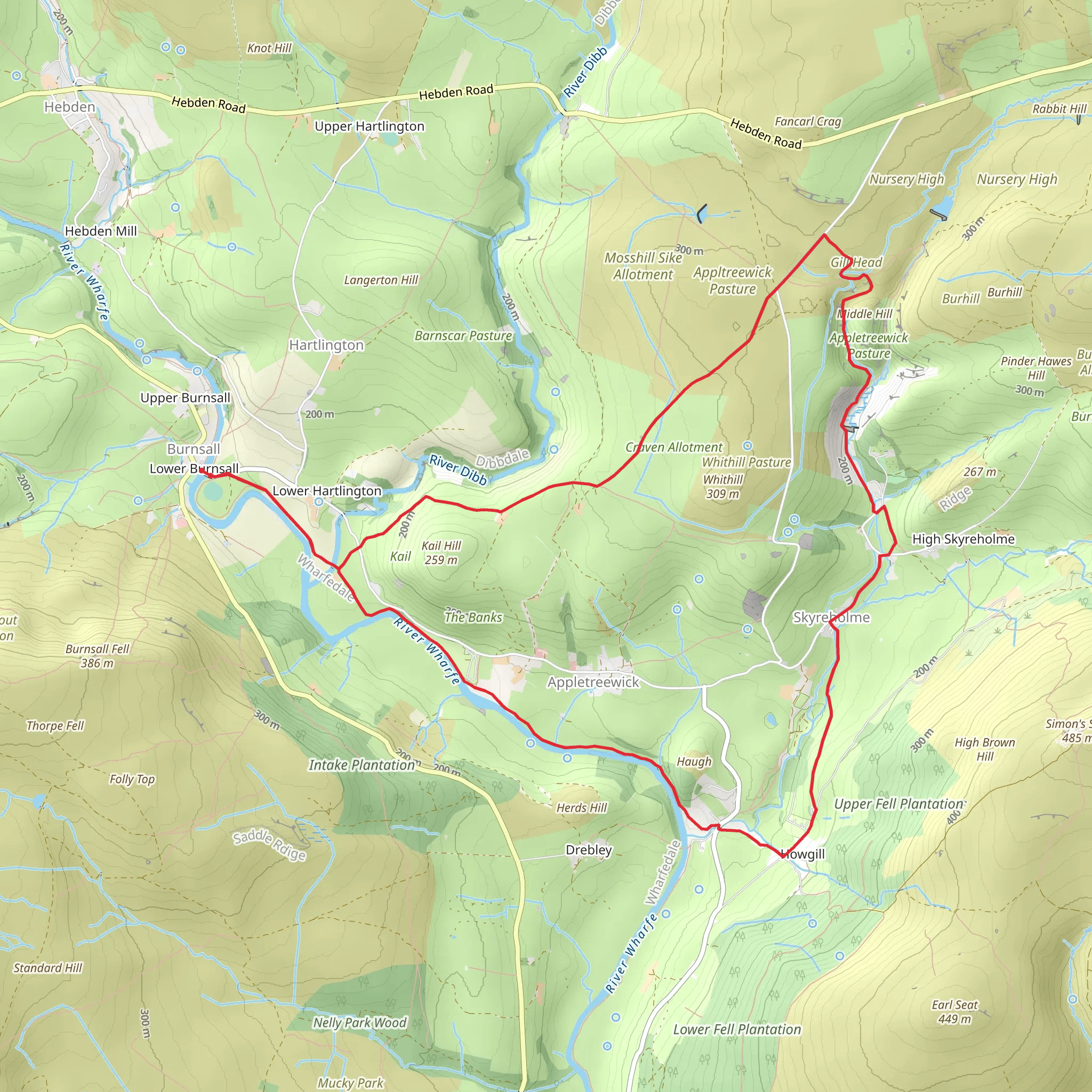 Trollers Gill from Burnsall mobile static map