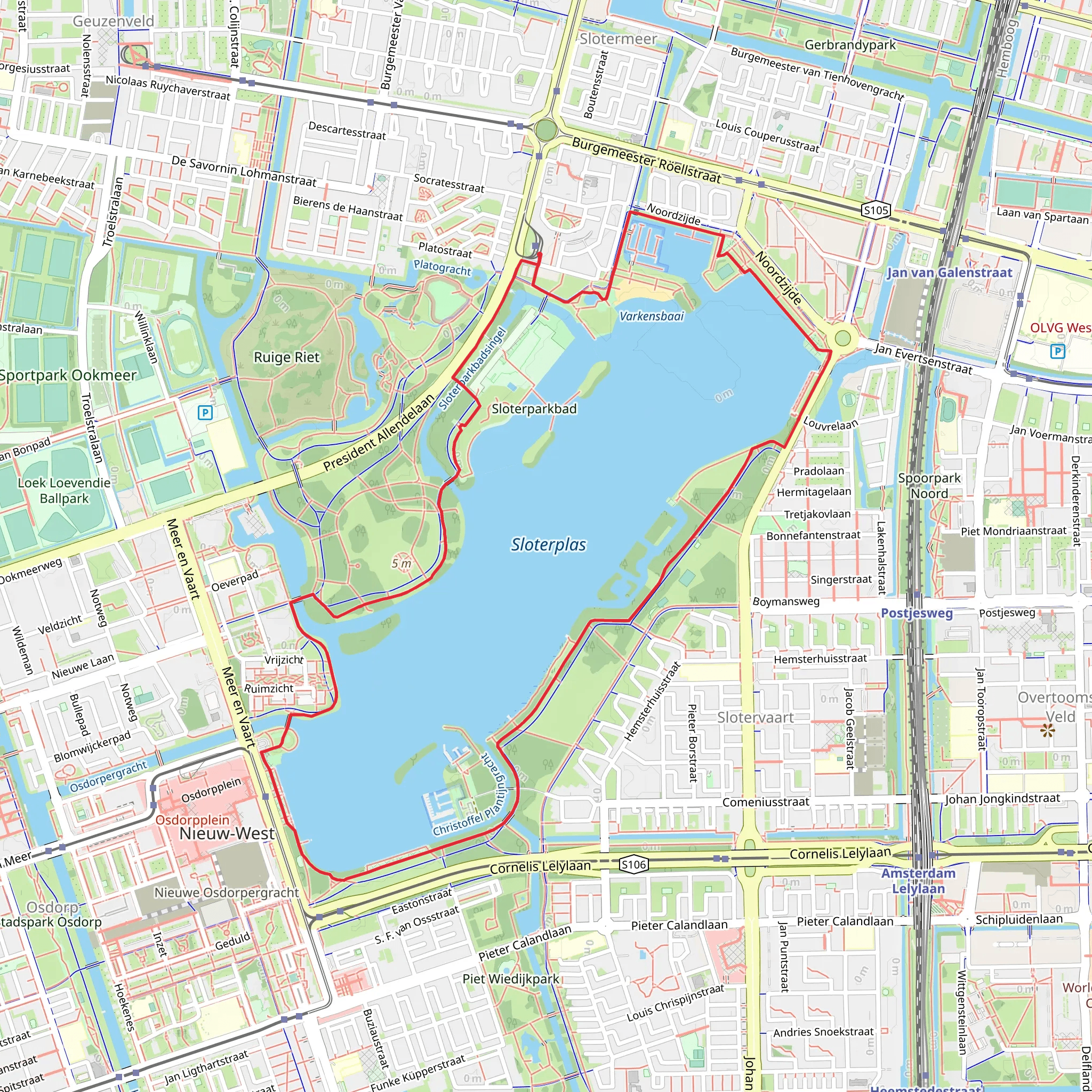 Sloterplas and Sloterpark Loop mobile static map