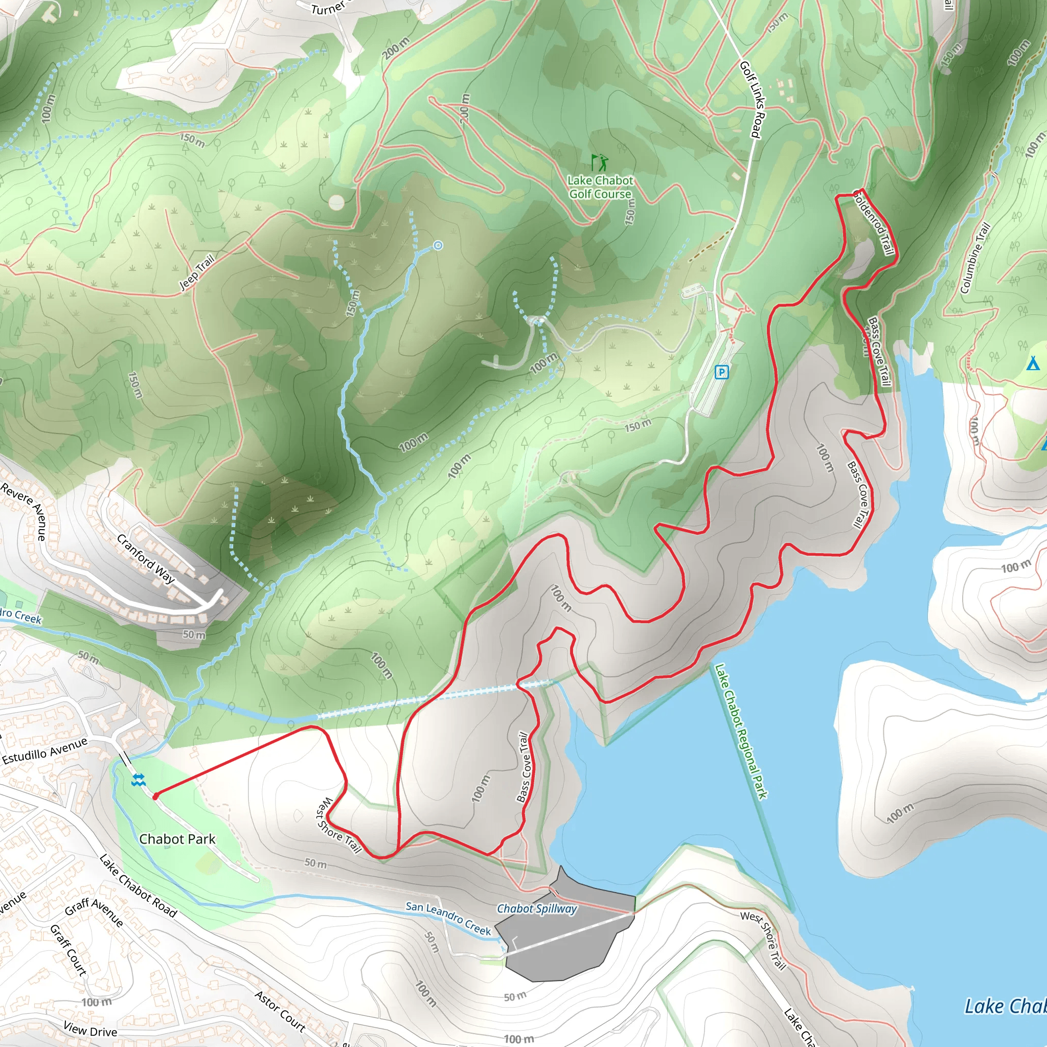 West Shore Trail, Goldenrod Trail and Bass Cove Trail mobile static map