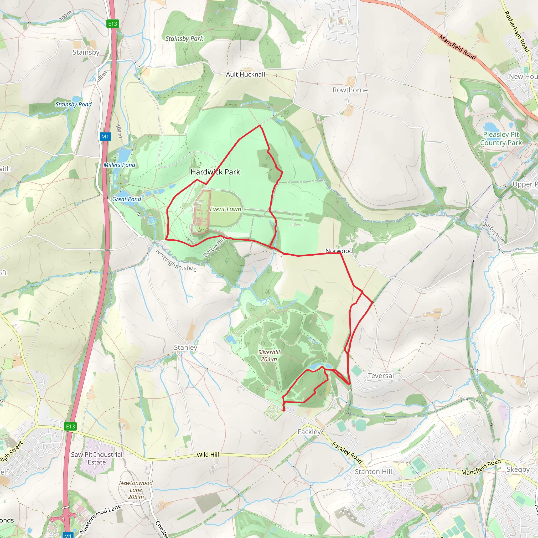Lady Spencer's Wood, Park Piece and Hardwick Park Loop mobile static map