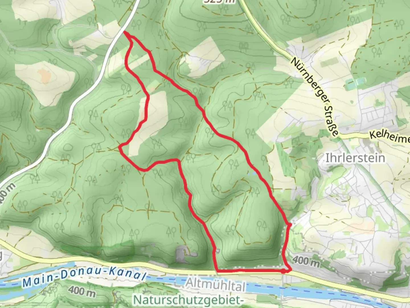 An image depicting the trail Rundweg Essing 25 and its surrounding area.