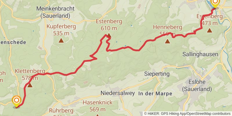 Sauerland-Höhenflug Wanderweg stage 4 Map
