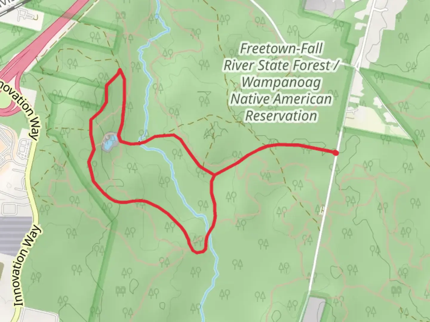 An image depicting the trail Rattlesnake Brook Loop from Bell Rock Road and its surrounding area.