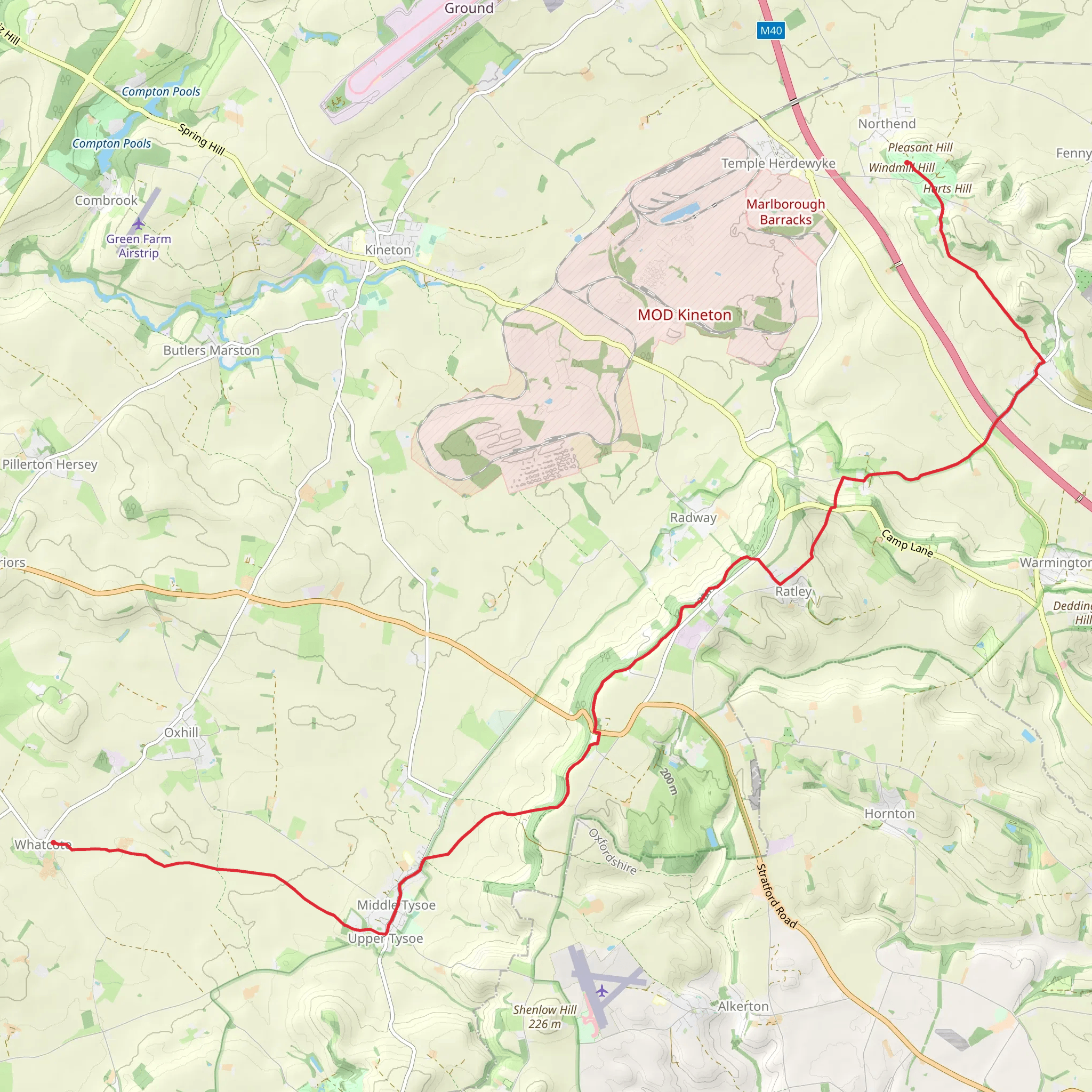 Centenary Way from Northend to Whatcote mobile static map