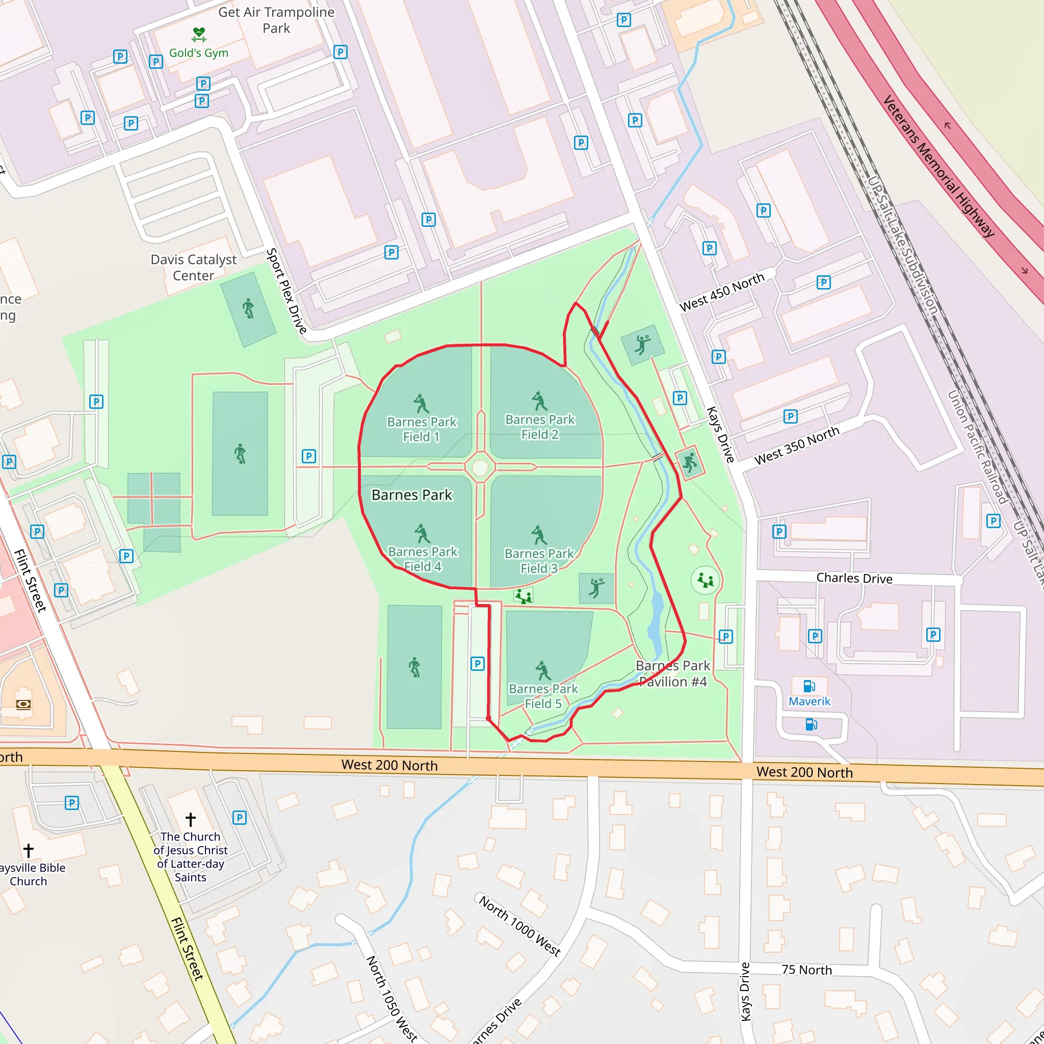 Barnes Park Field 5 Loop mobile static map