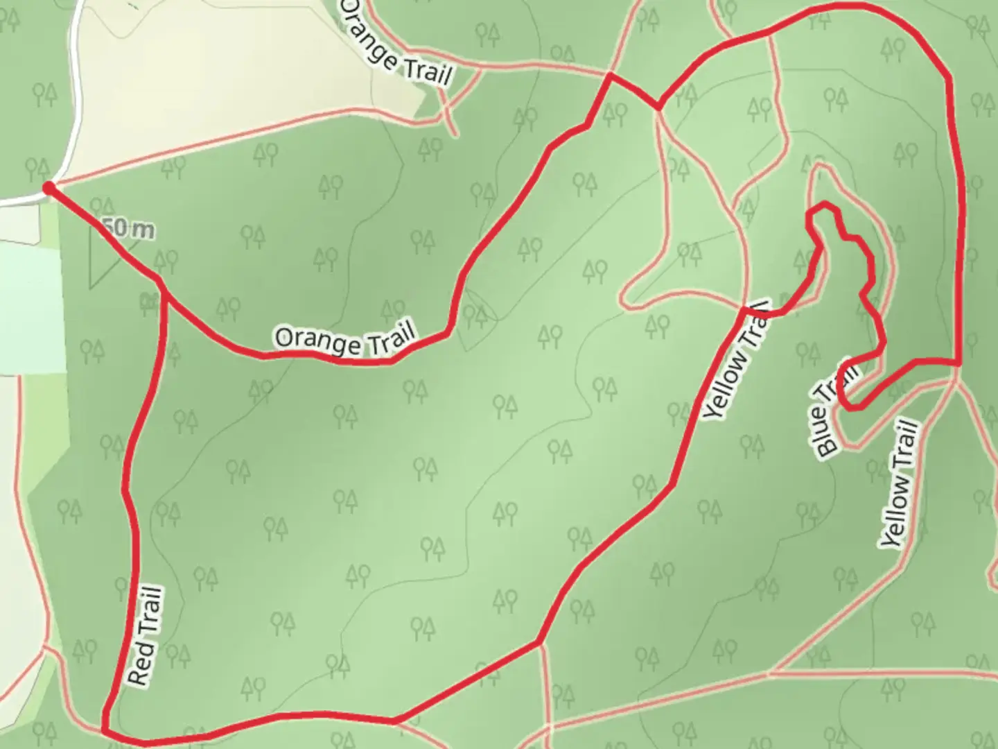 An image depicting the trail Orange and Yellow Loop Trail and its surrounding area.