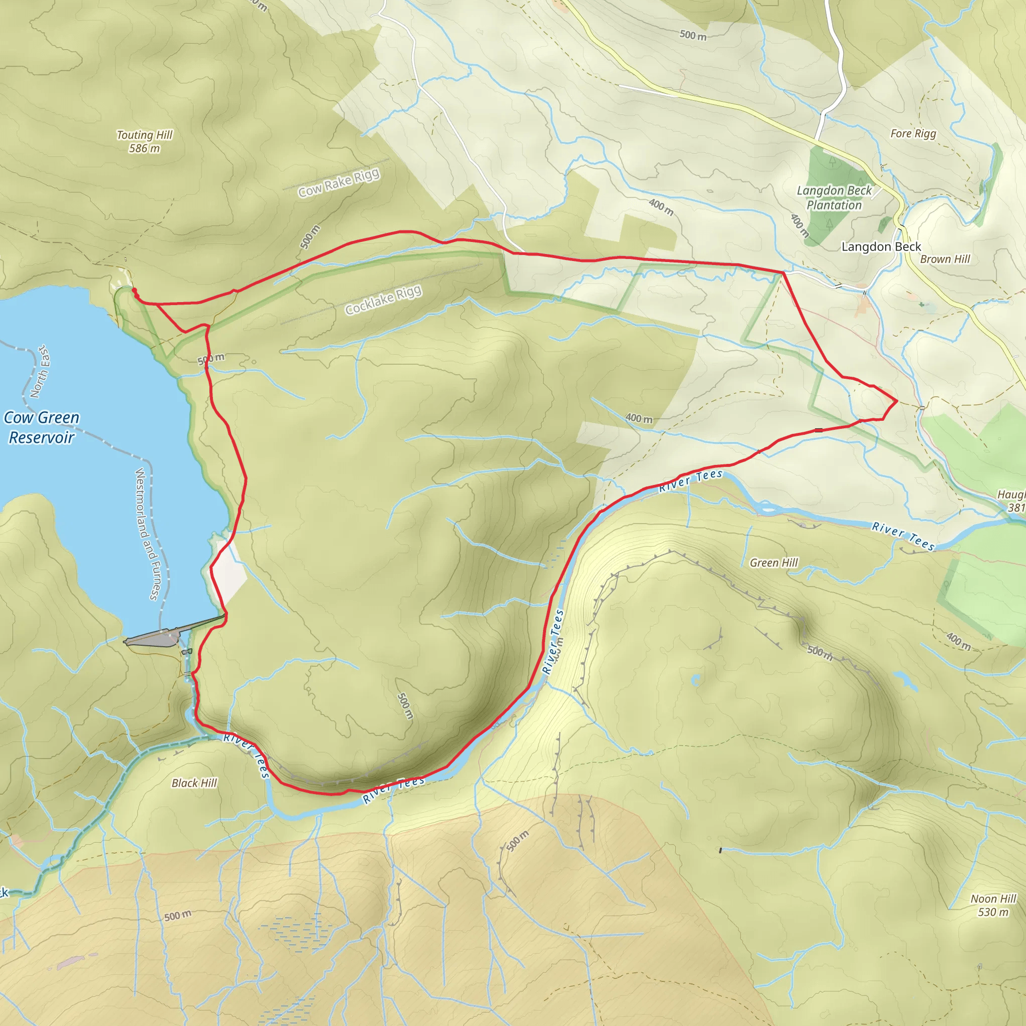 Cronkley Scar and Cauldron Snout from Cow Green mobile static map