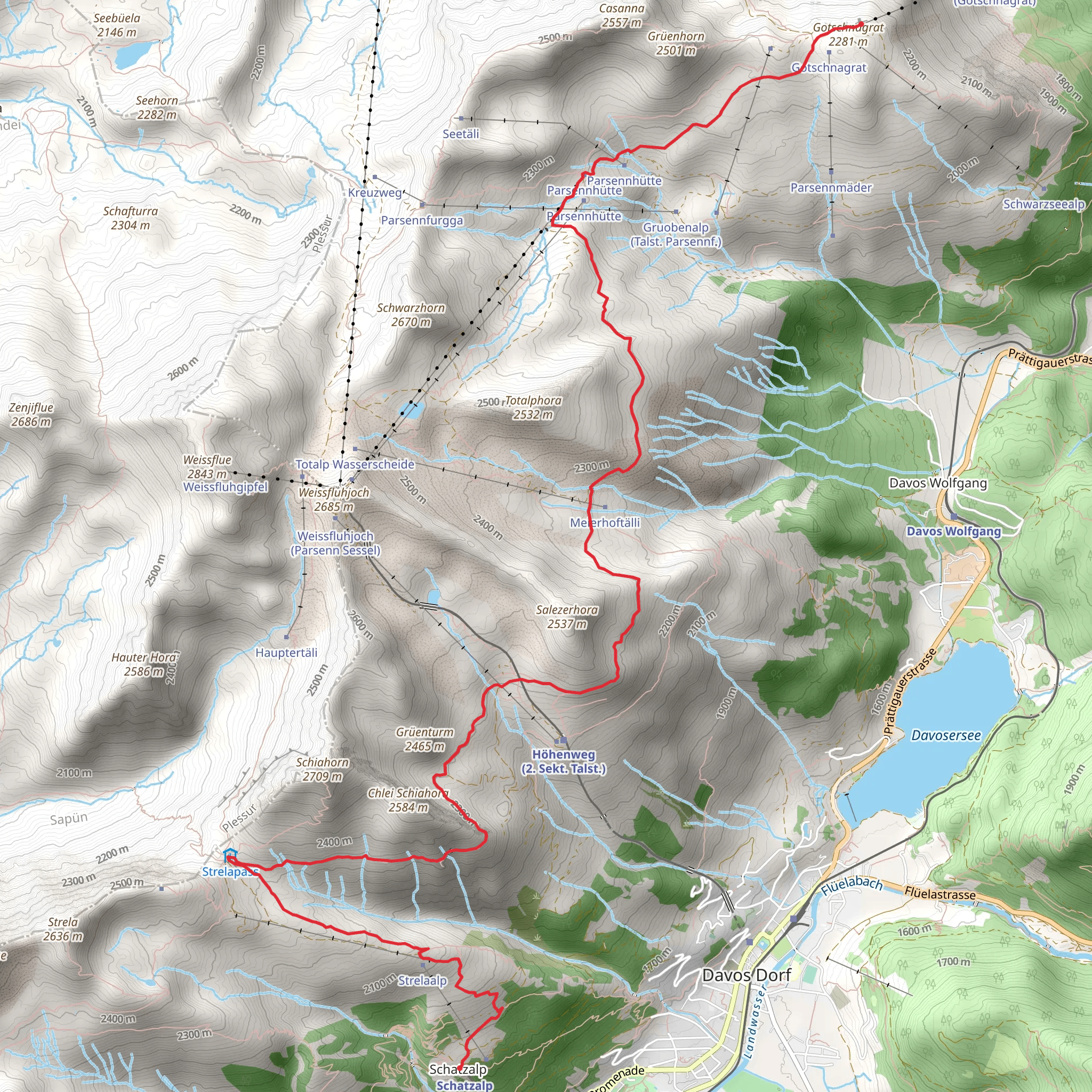 Parsenn - Strela Panorama Trail mobile static map