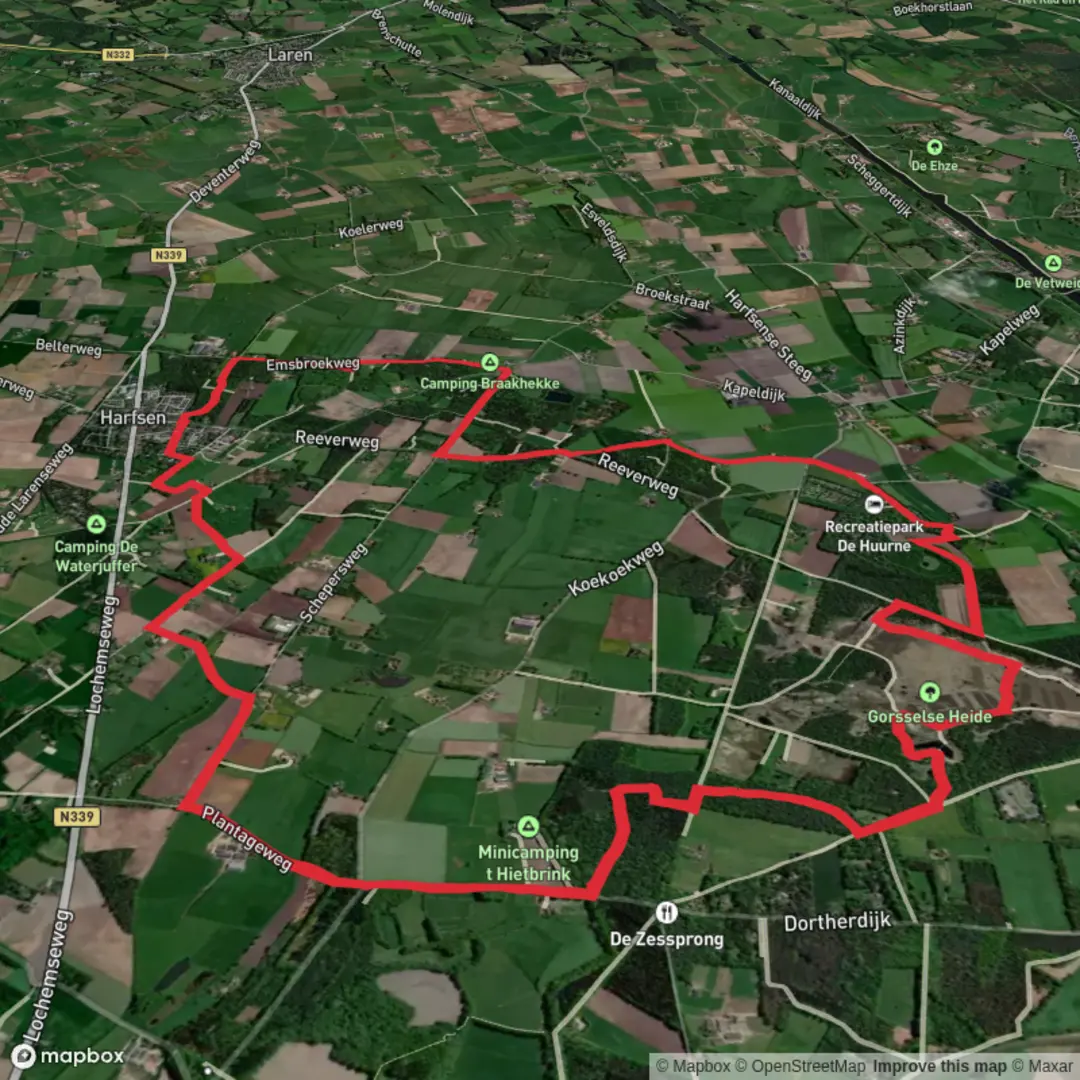 An image depicting the trail Schepers Weg, Gorsselse Heide and Allemansgeest Loop and its surrounding area.