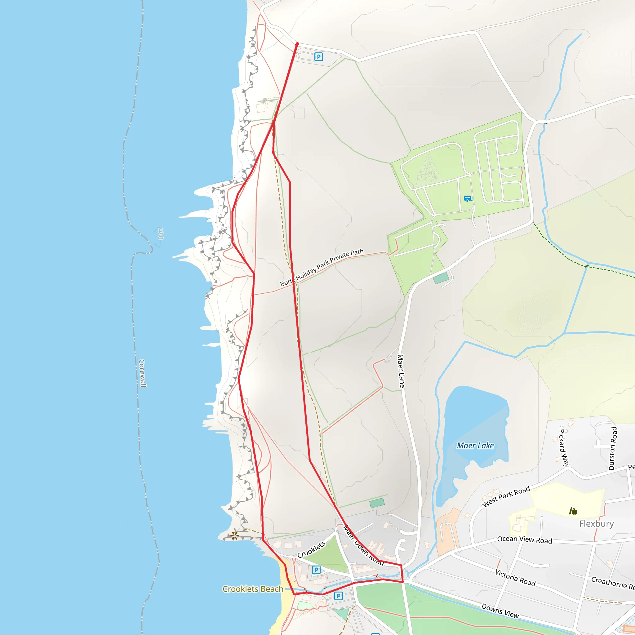 Maer Cliff Walk mobile static map