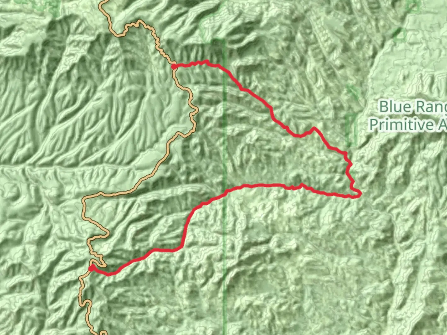 An image depicting the trail Strayhorse Trail and Raspberry Trail and its surrounding area.