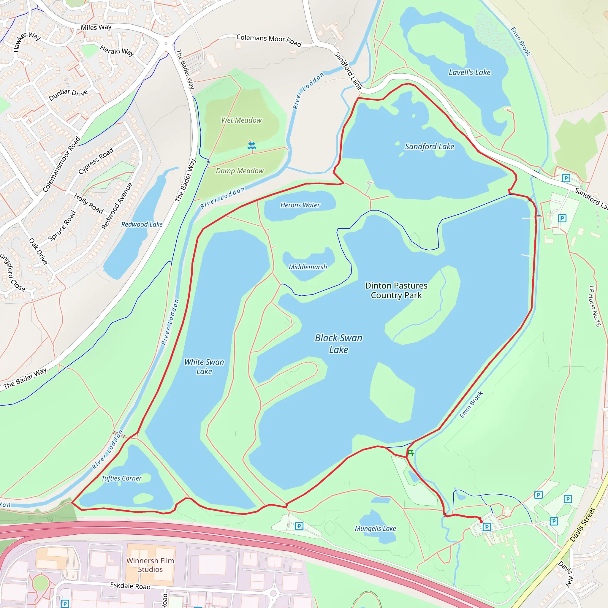 Black and White Swan Lake Loop mobile static map