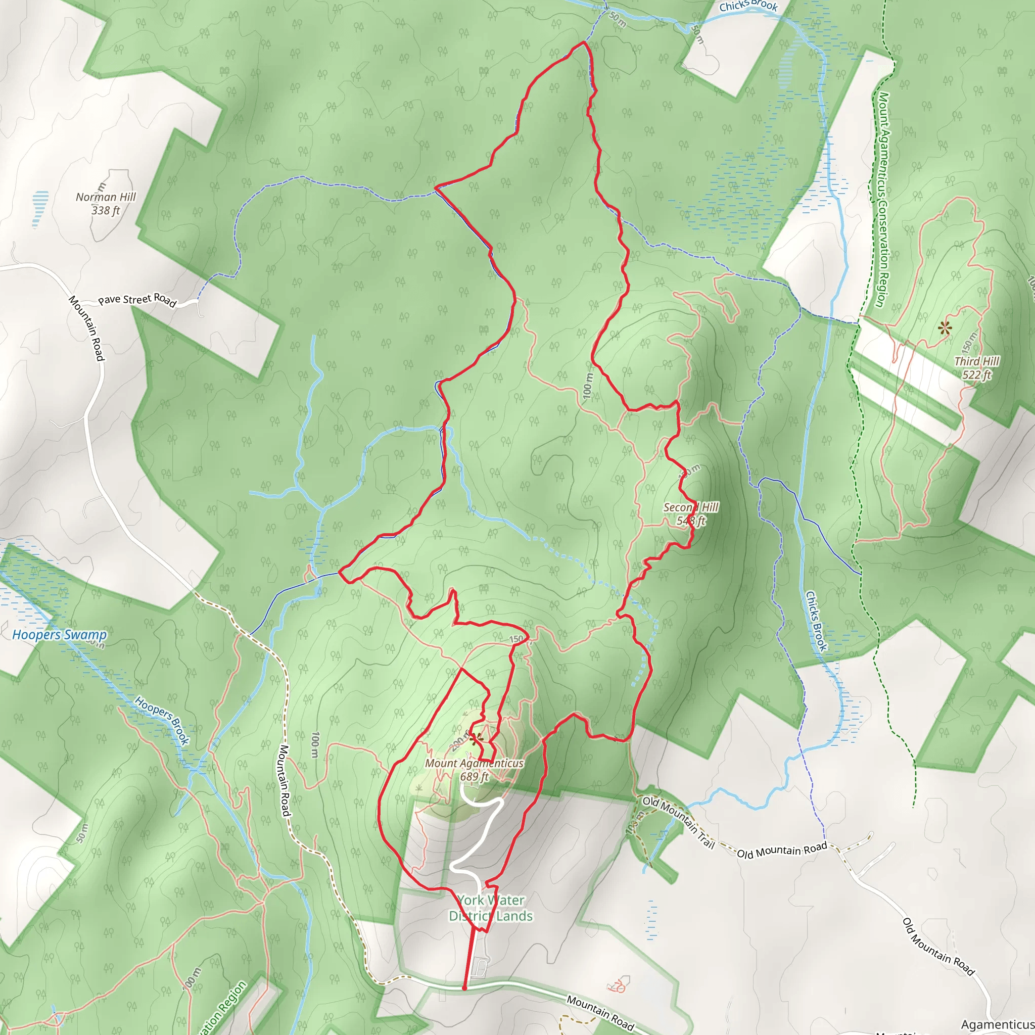 Mount Agamenticus - Second Hill Loop mobile static map