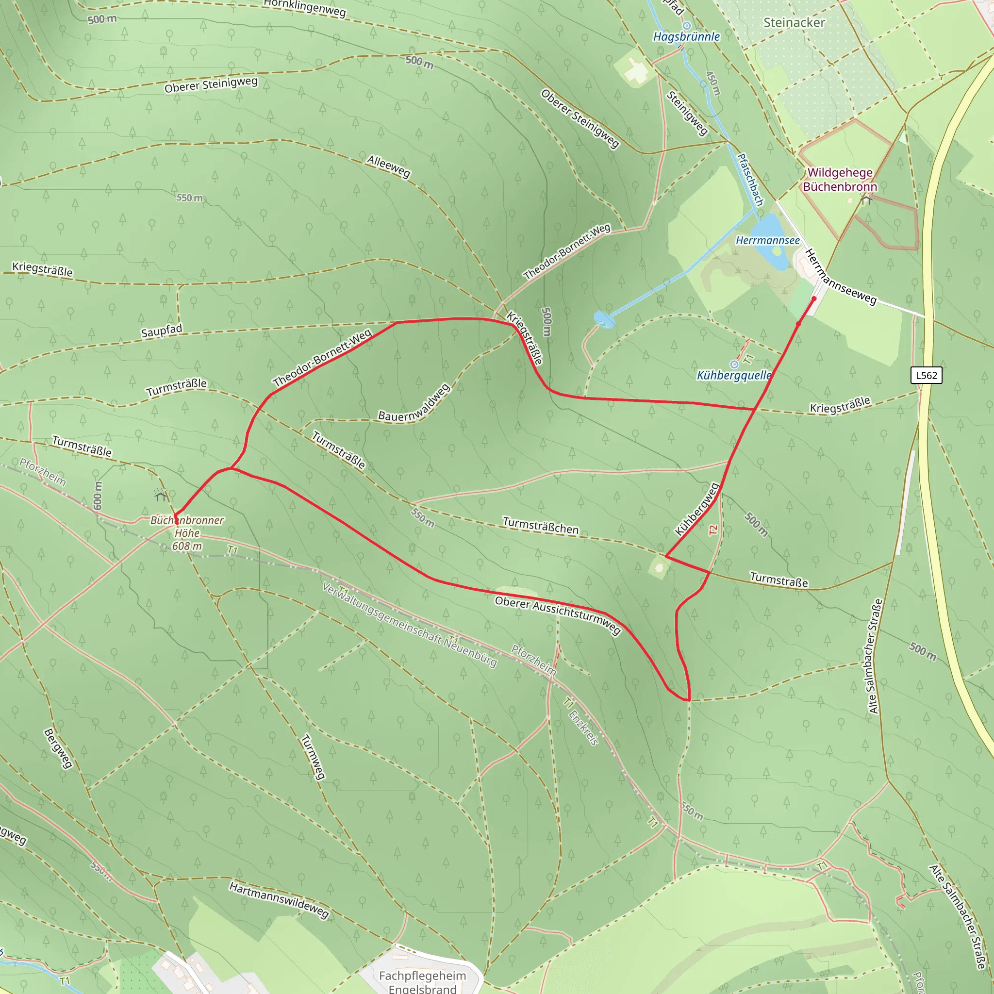 Büchenbronner Höhe Loop via Kühbergweg mobile static map