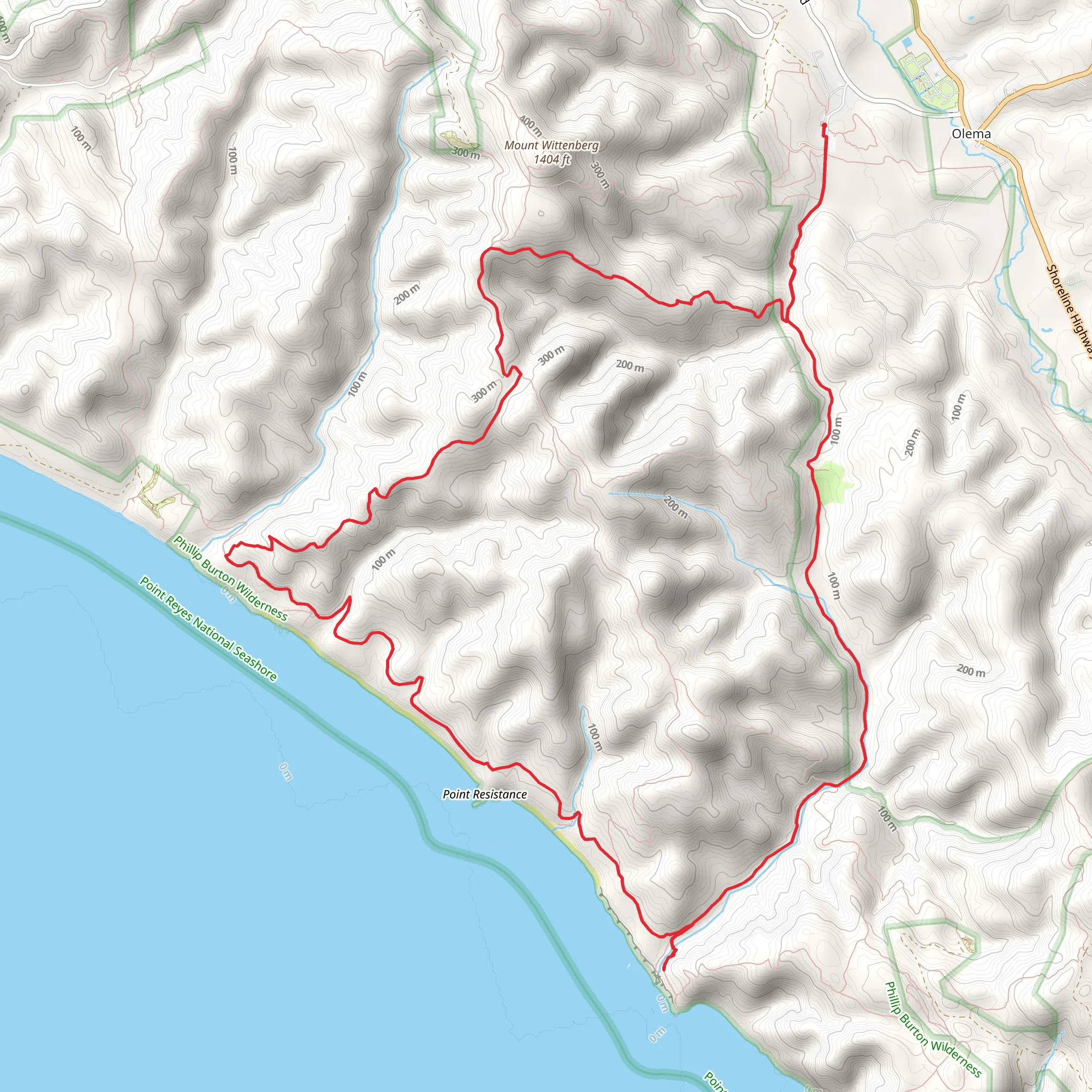 Bear Valley Creek, Coast and Meadow Loop Trail mobile static map