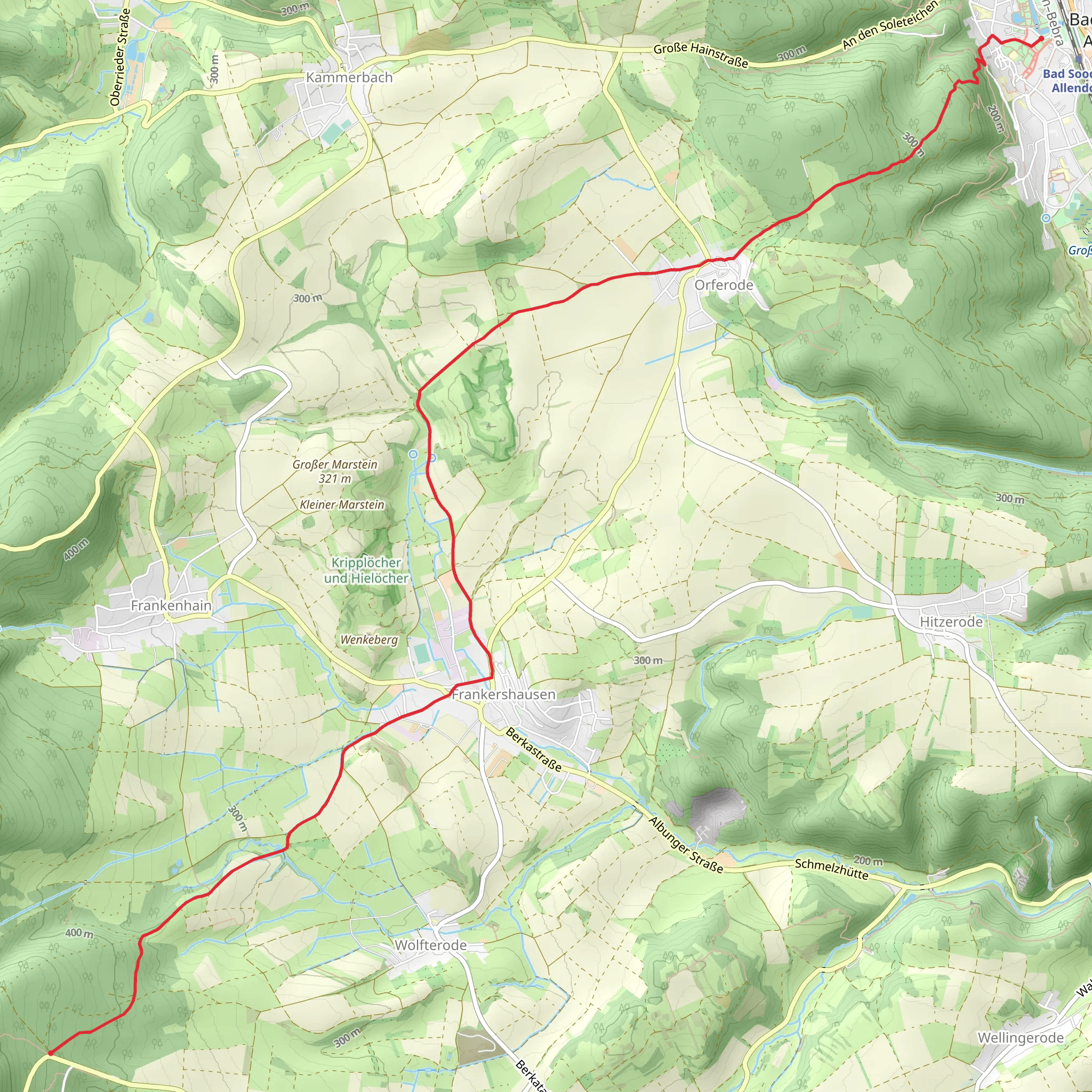 Bad Sooden Allendorf to Homburgslinde via Saelzerweg 3 mobile static map