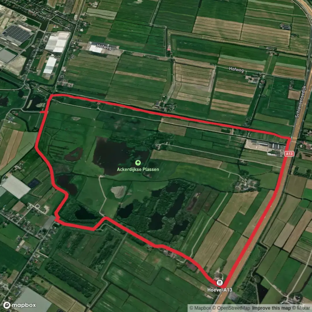 An image depicting the trail Berkelsche Zweth via Groene Hartpad and Ackersdijkseweg and its surrounding area.
