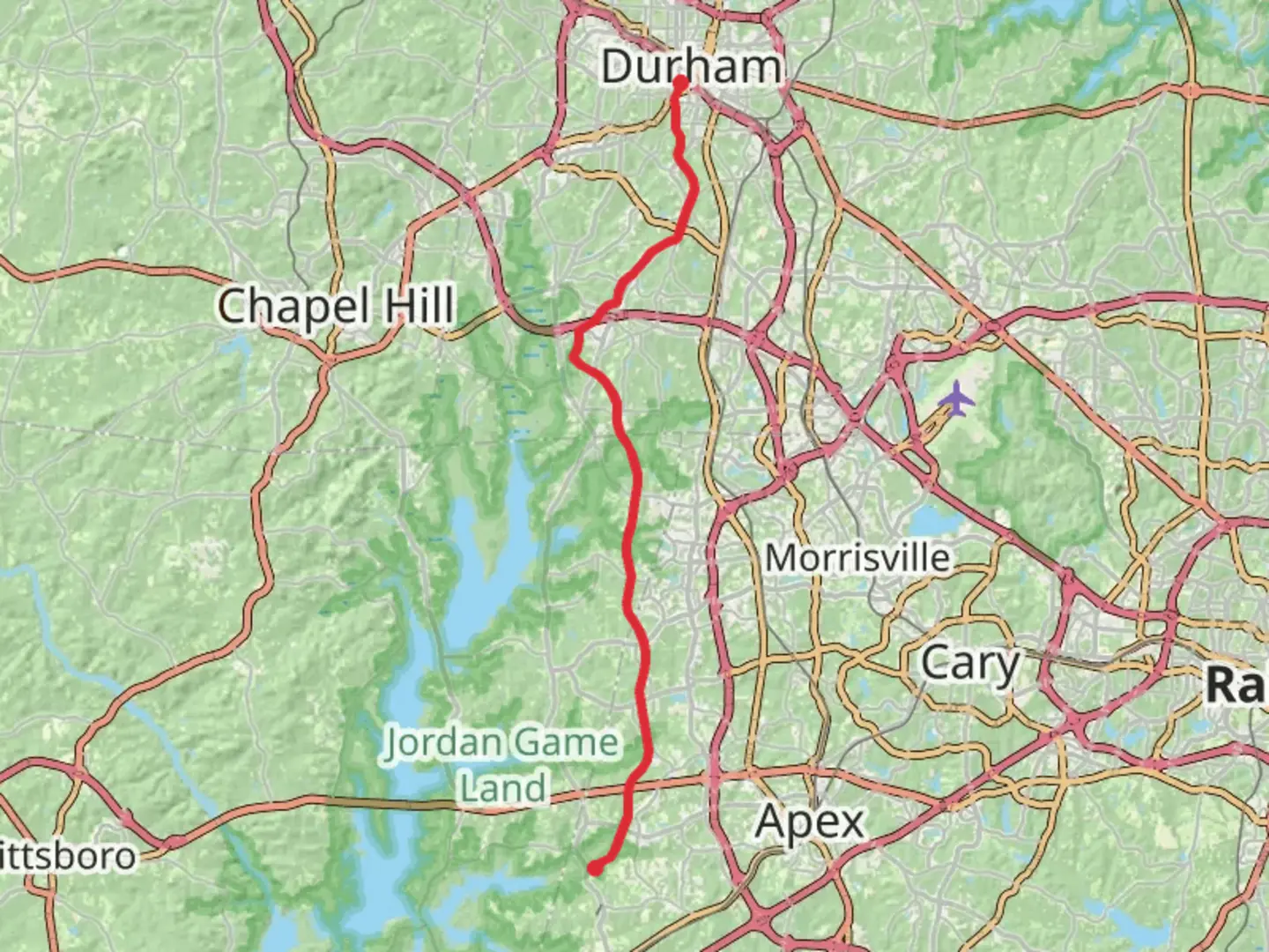 An image depicting the trail American Tobacco Trail and its surrounding area.