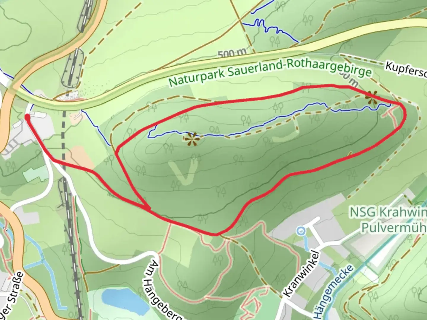 An image depicting the trail Hängeberg Loop and its surrounding area.