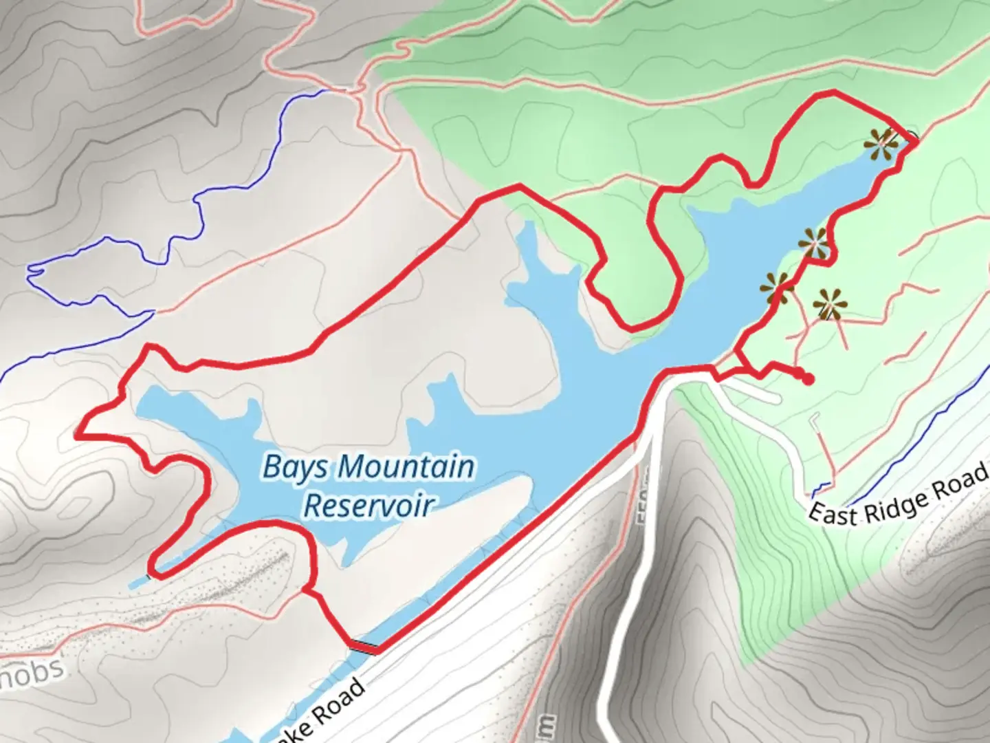 An image depicting the trail Bays Mountain Reservoir Short Loop and its surrounding area.