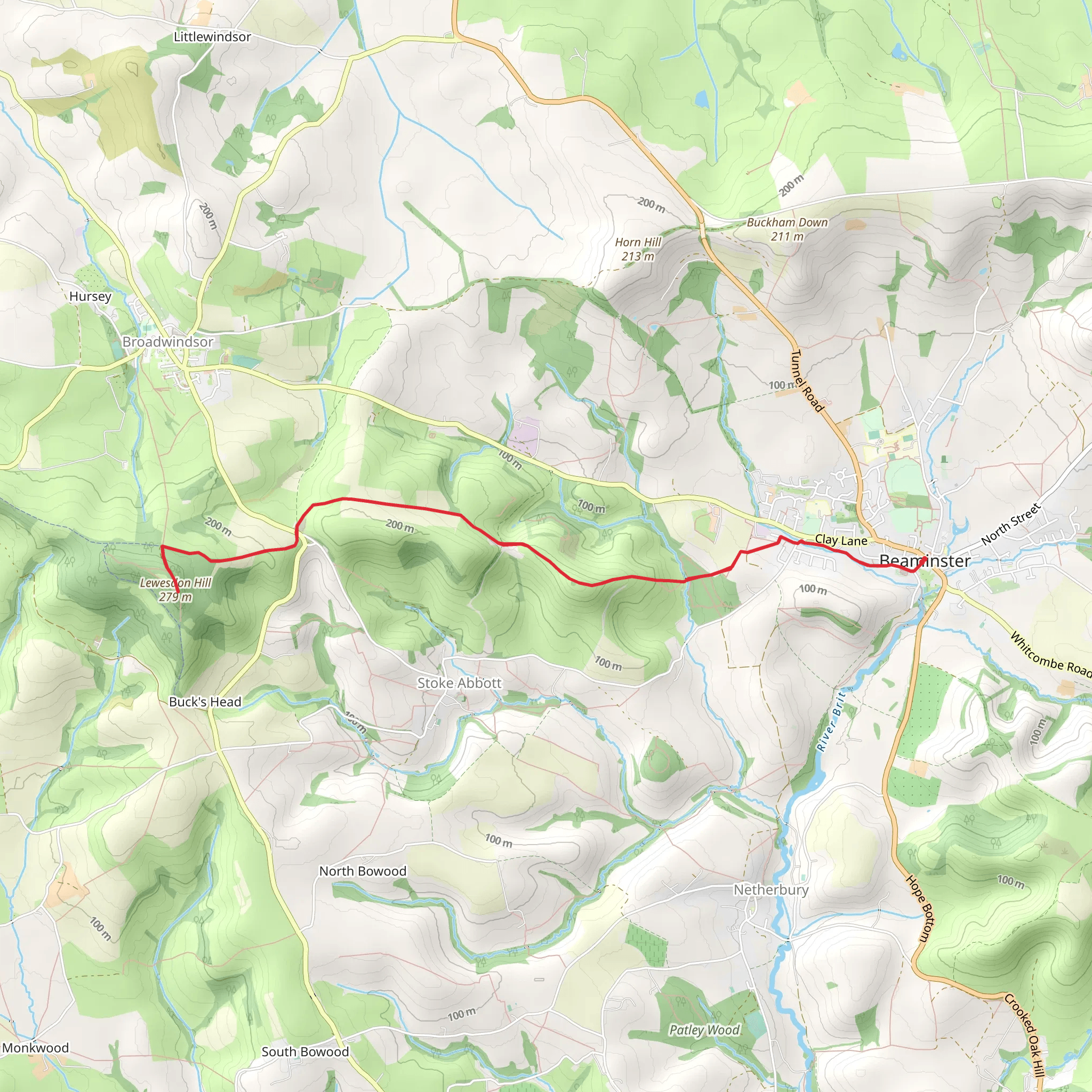 Lewesdon Hill Walk mobile static map