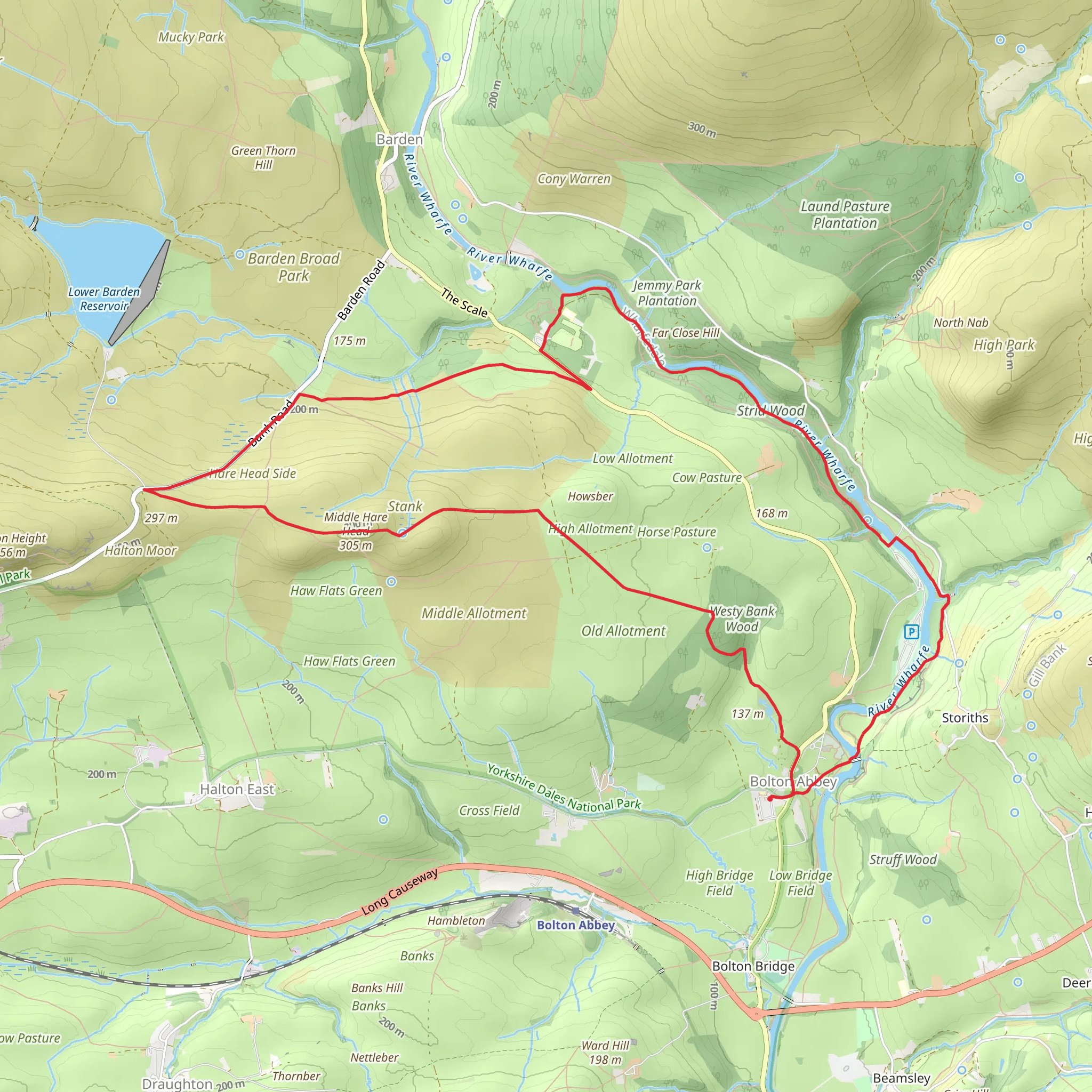 Bolton Abbey Circular Walk mobile static map