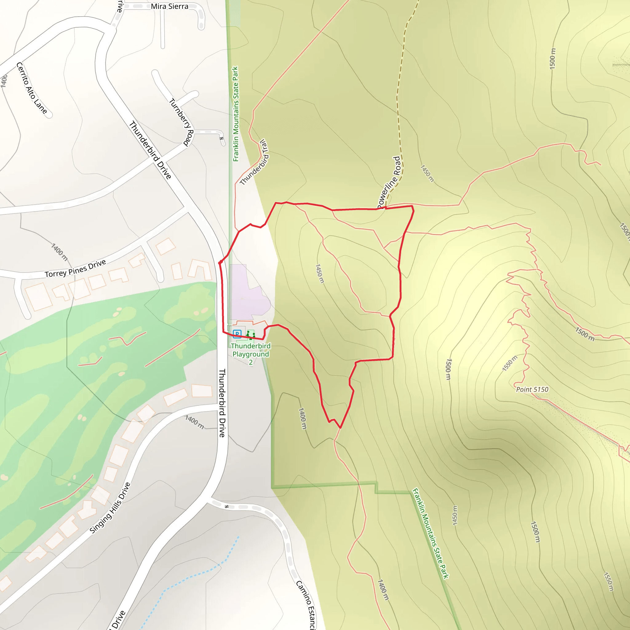 Thunderbird Drive Loop mobile static map