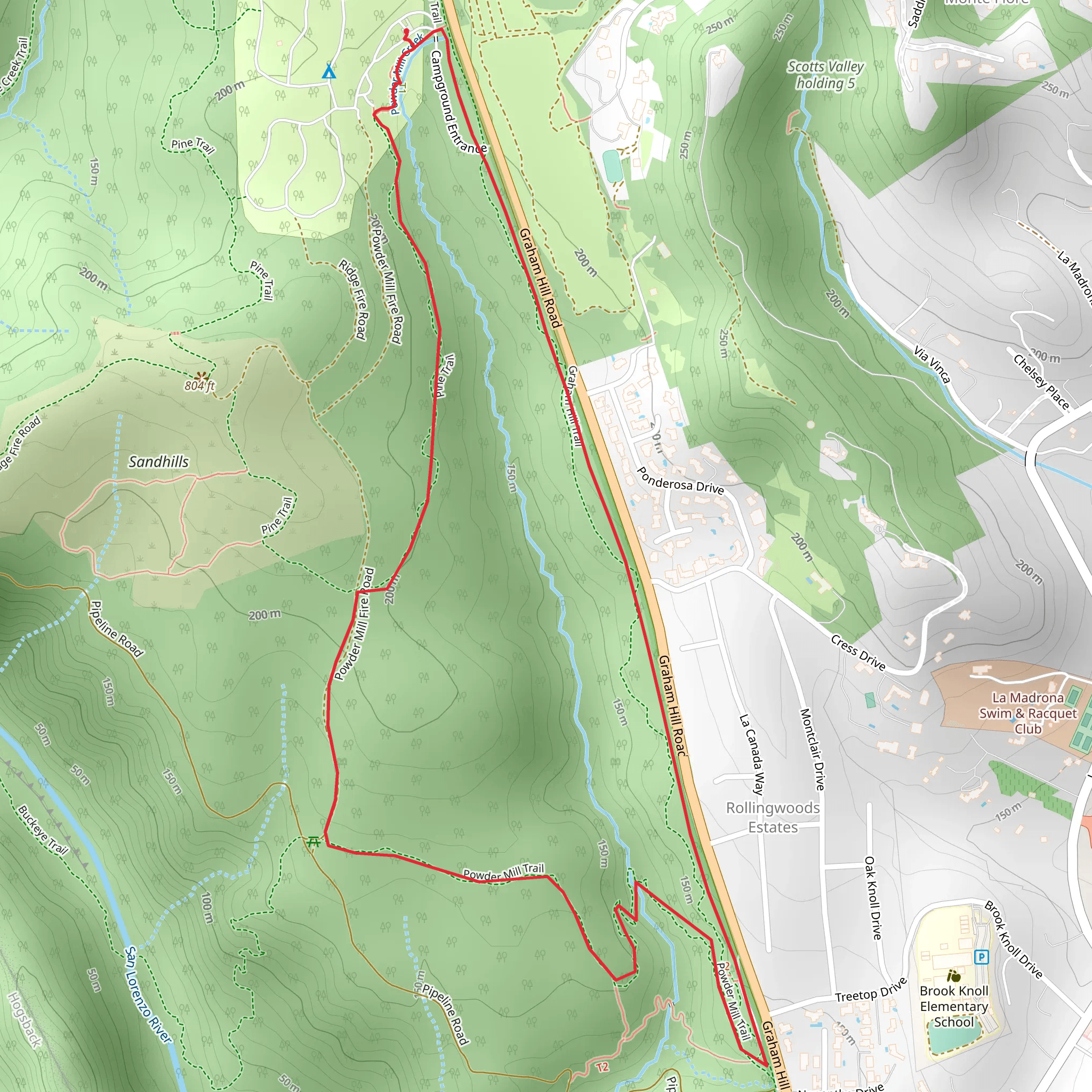 Graham Hill - Powder Mill - Pine Loop Trail mobile static map
